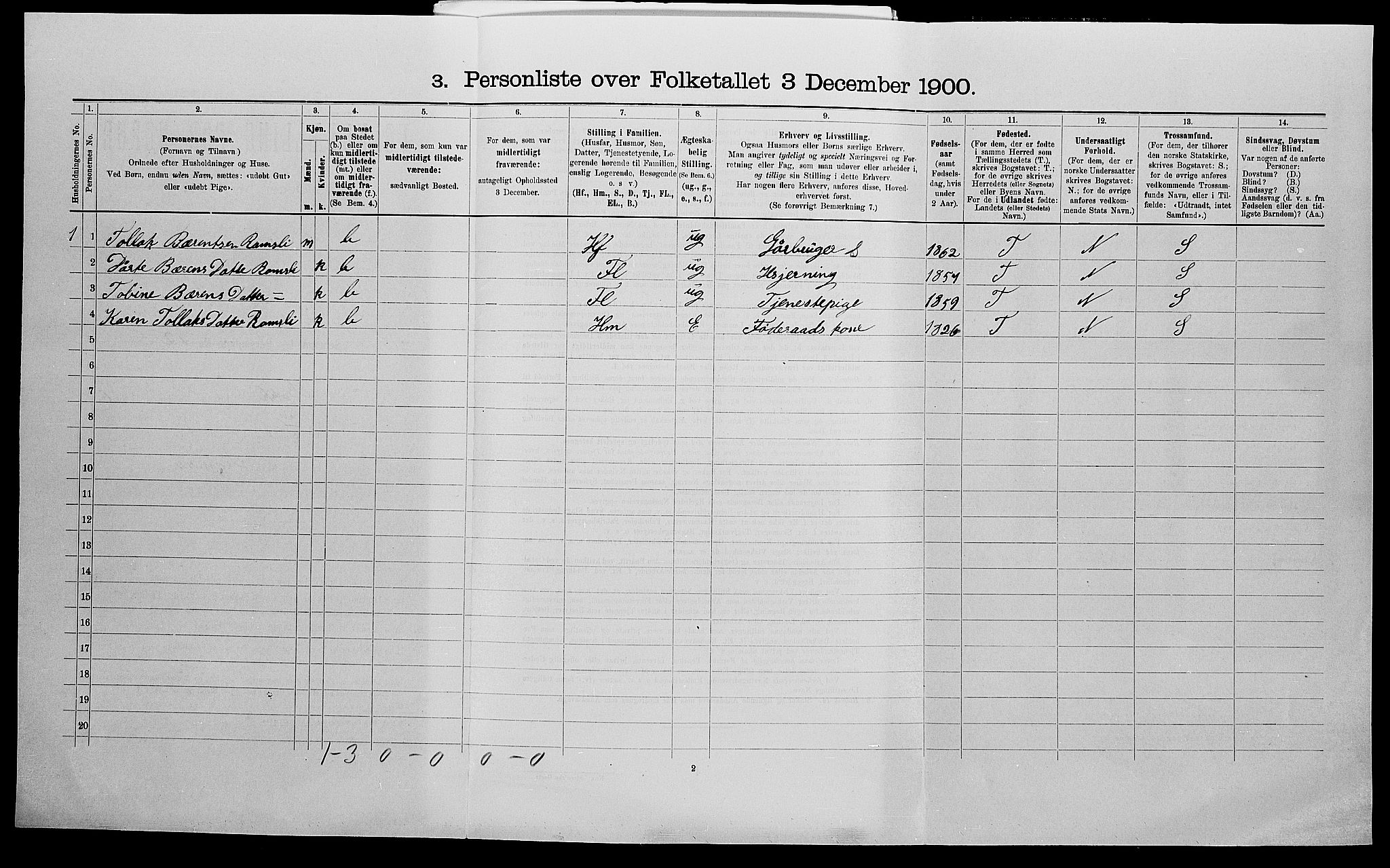 SAK, 1900 census for Bakke, 1900, p. 49