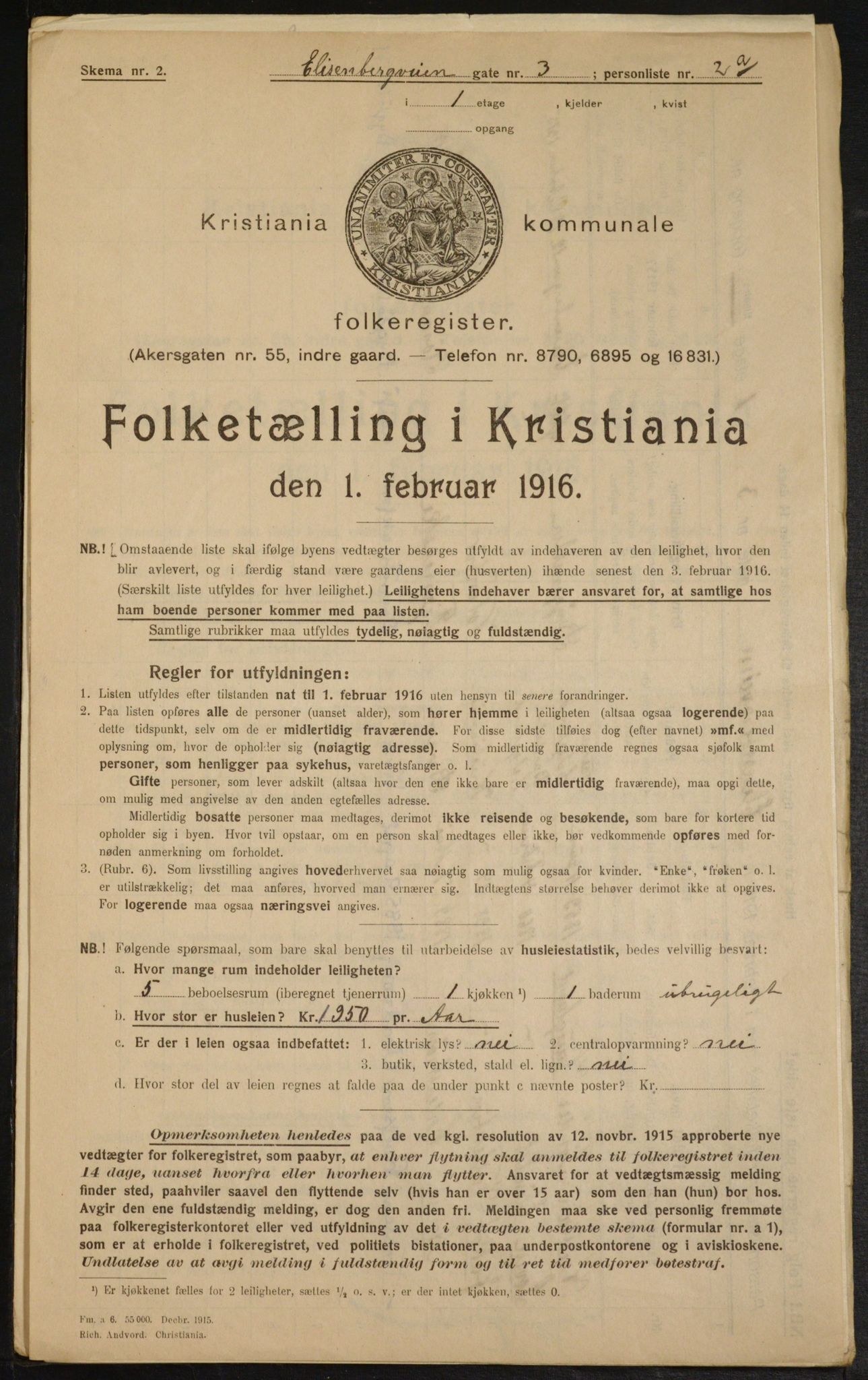 OBA, Municipal Census 1916 for Kristiania, 1916, p. 20756