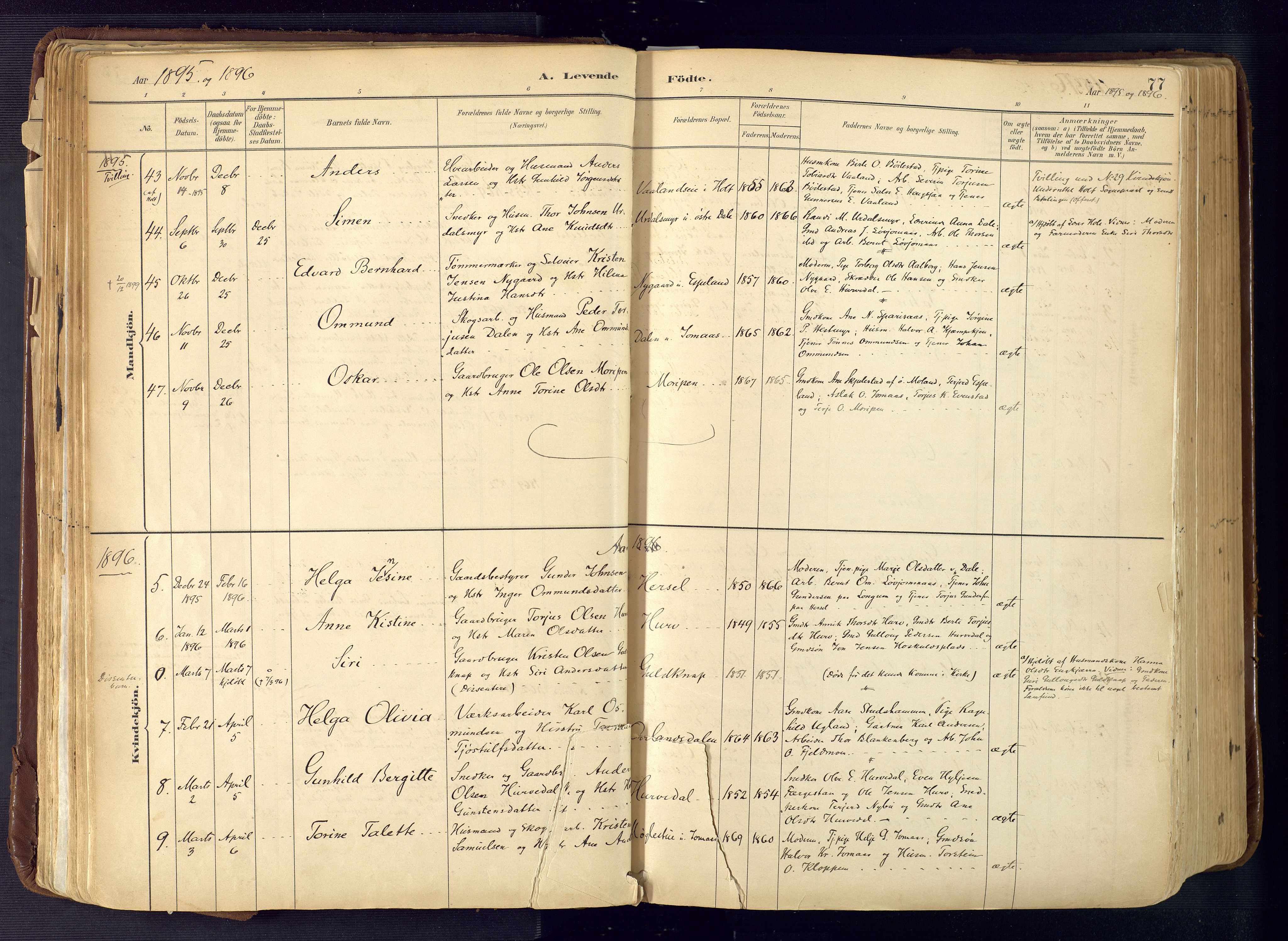 Froland sokneprestkontor, SAK/1111-0013/F/Fa/L0005: Parish register (official) no. A 5, 1882-1921, p. 77