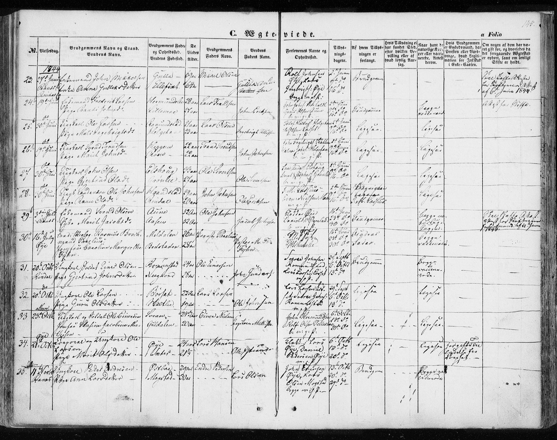 Ministerialprotokoller, klokkerbøker og fødselsregistre - Møre og Romsdal, SAT/A-1454/595/L1043: Parish register (official) no. 595A05, 1843-1851, p. 145