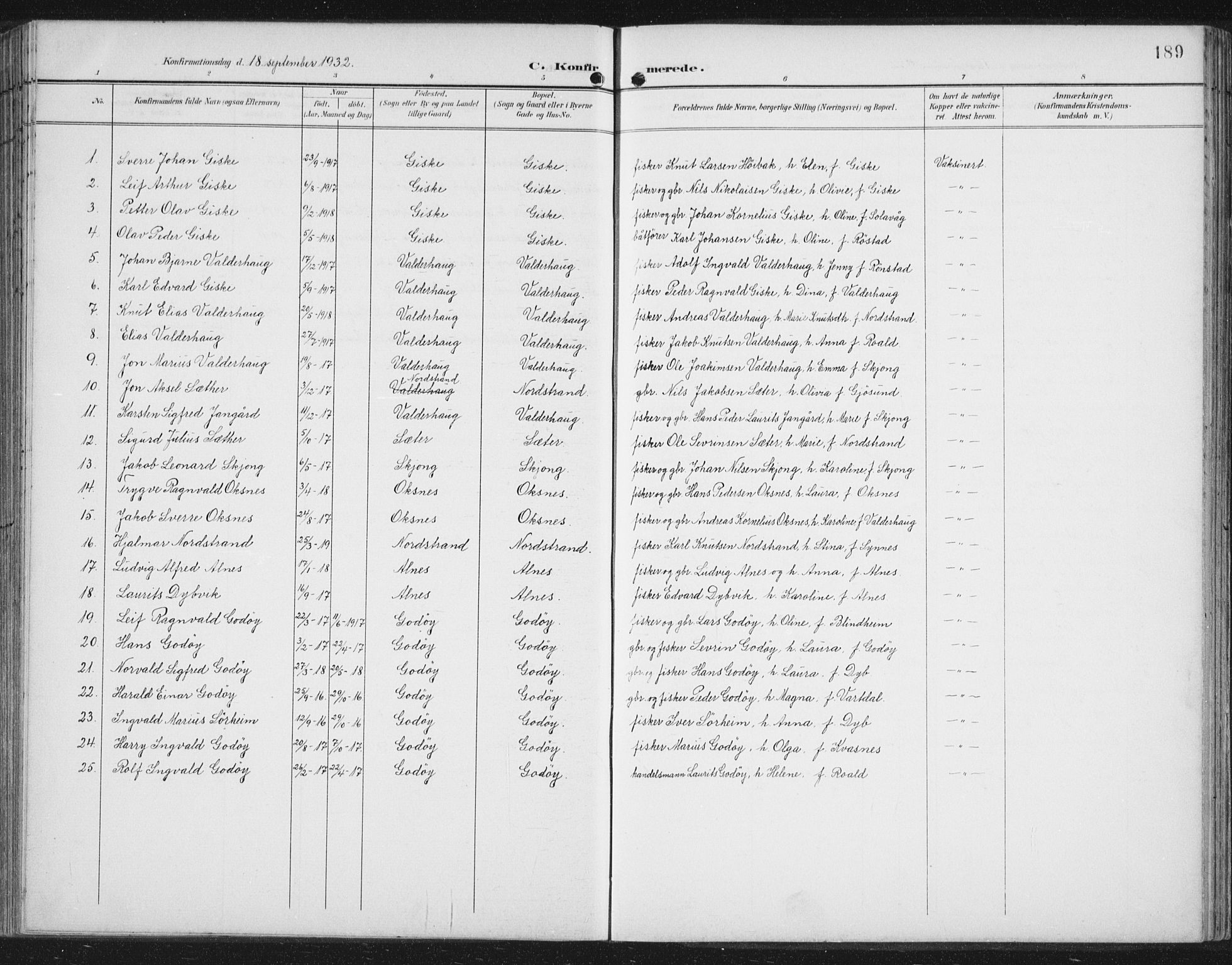 Ministerialprotokoller, klokkerbøker og fødselsregistre - Møre og Romsdal, AV/SAT-A-1454/534/L0489: Parish register (copy) no. 534C01, 1899-1941, p. 189