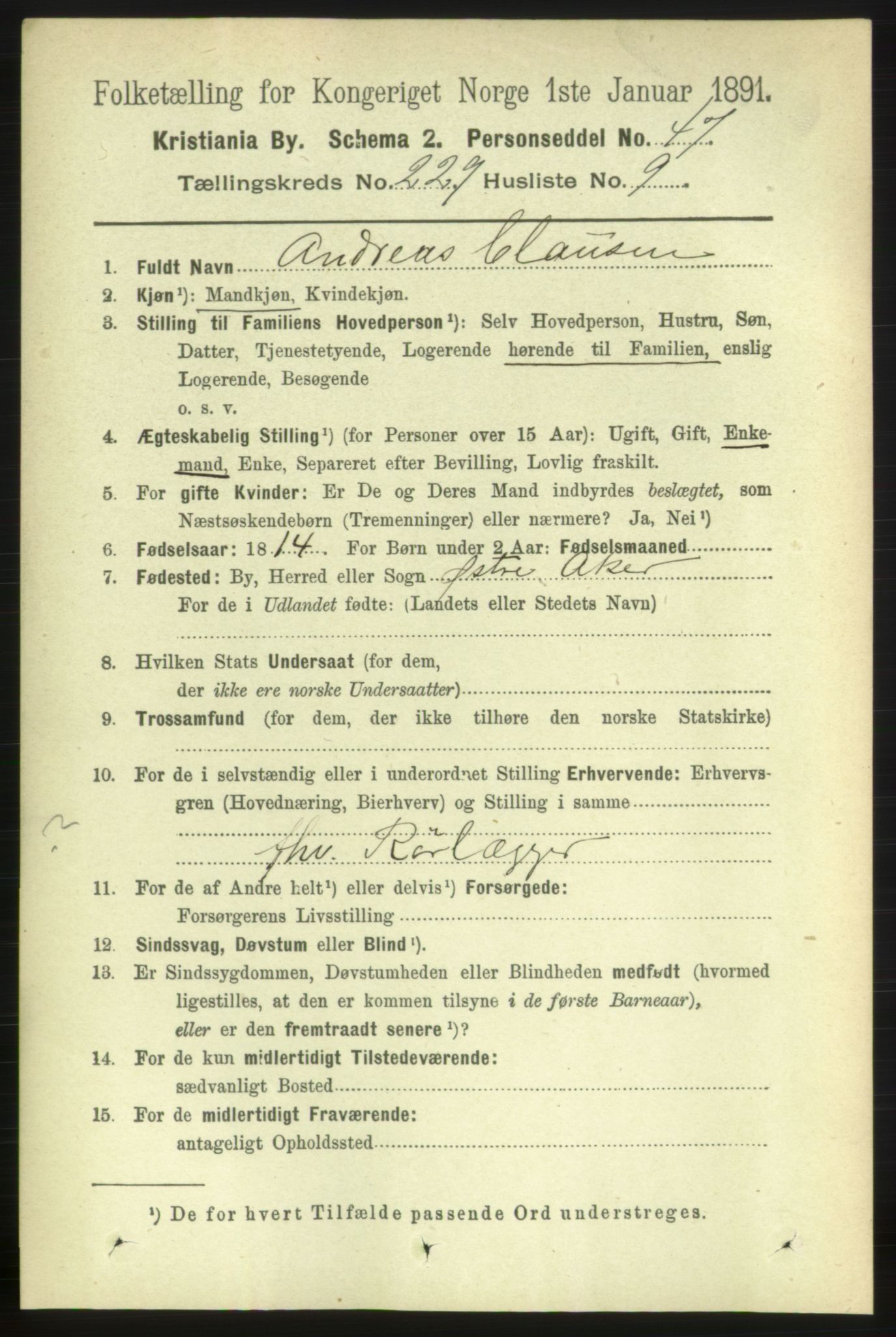 RA, 1891 census for 0301 Kristiania, 1891, p. 140718