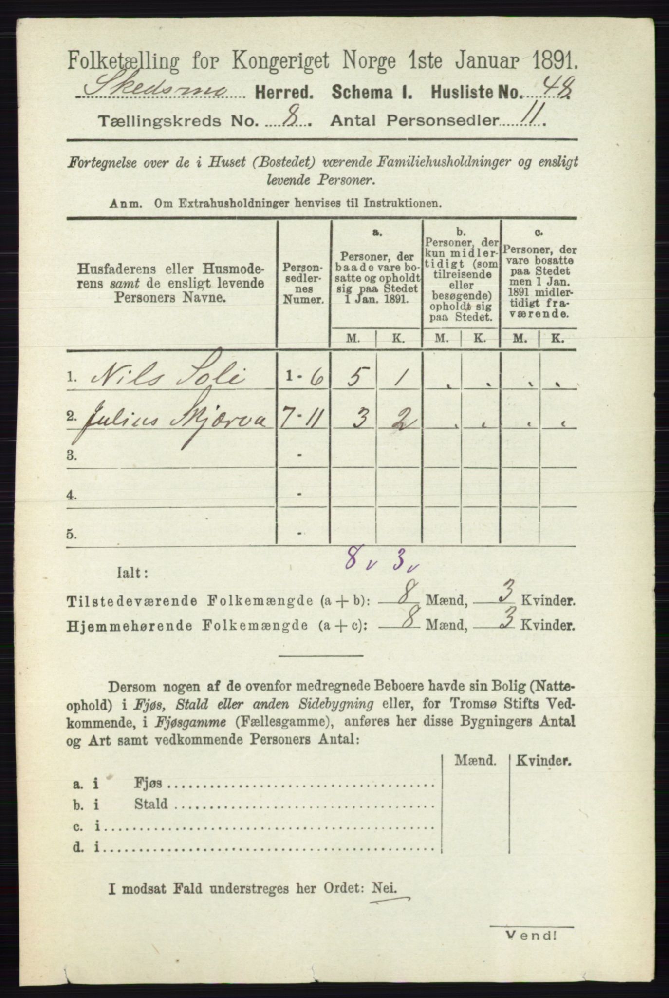 RA, 1891 census for 0231 Skedsmo, 1891, p. 3858