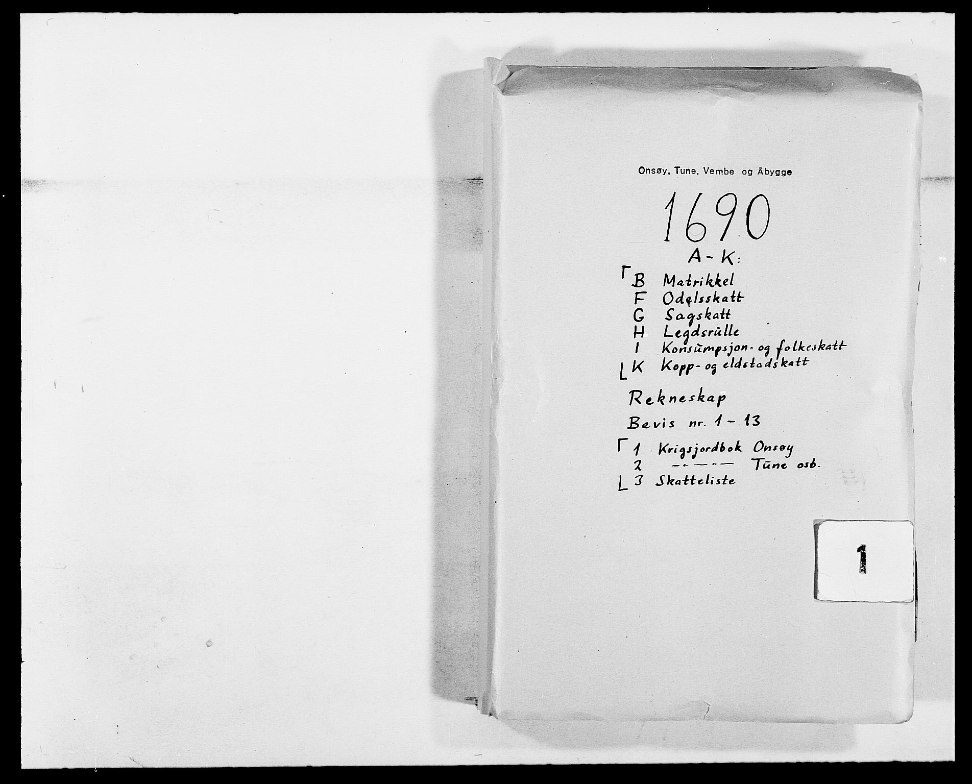Rentekammeret inntil 1814, Reviderte regnskaper, Fogderegnskap, AV/RA-EA-4092/R03/L0119: Fogderegnskap Onsøy, Tune, Veme og Åbygge fogderi, 1690-1691, p. 1
