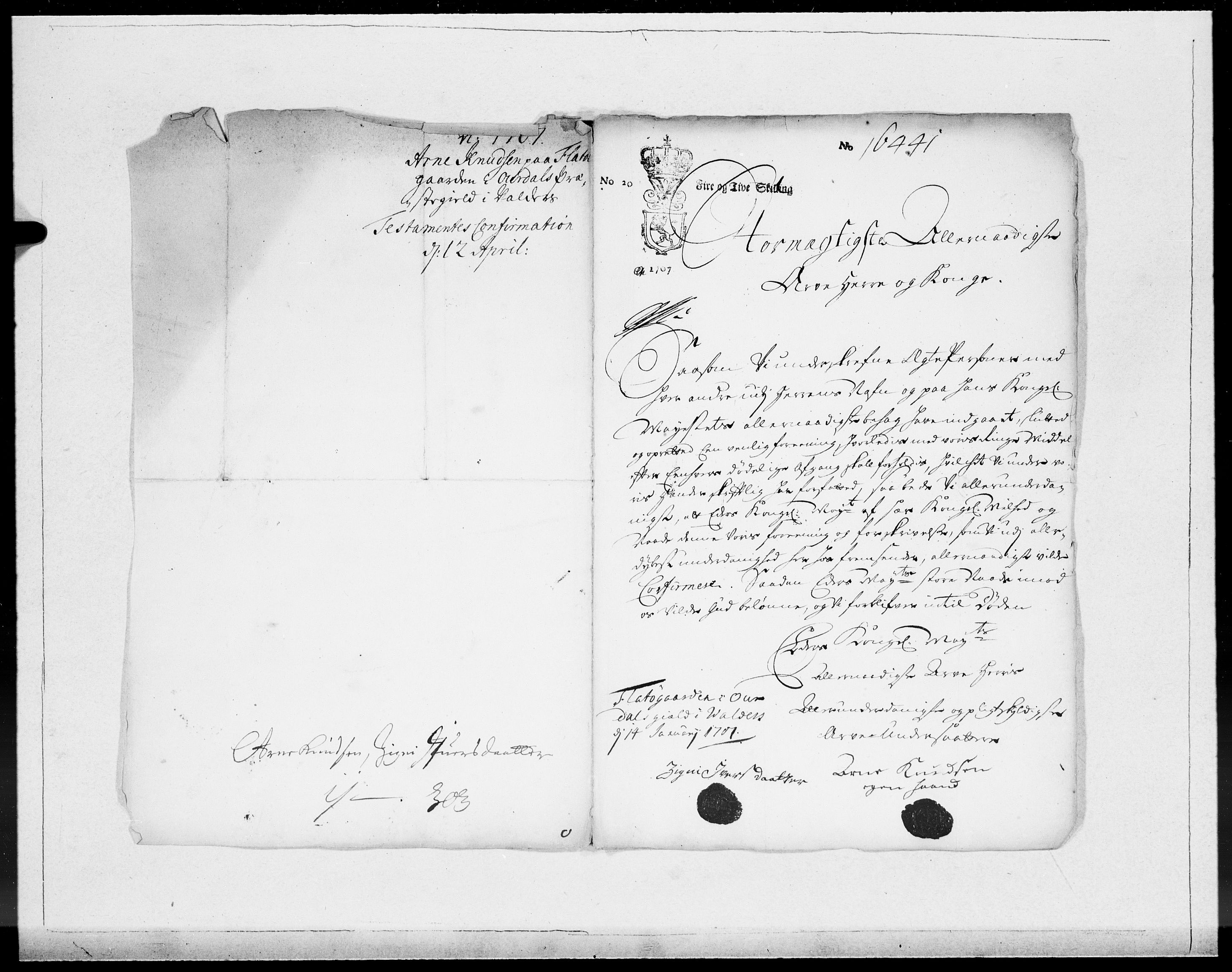 Danske Kanselli 1572-1799, AV/RA-EA-3023/F/Fc/Fcc/Fcca/L0062: Norske innlegg 1572-1799, 1707, p. 7
