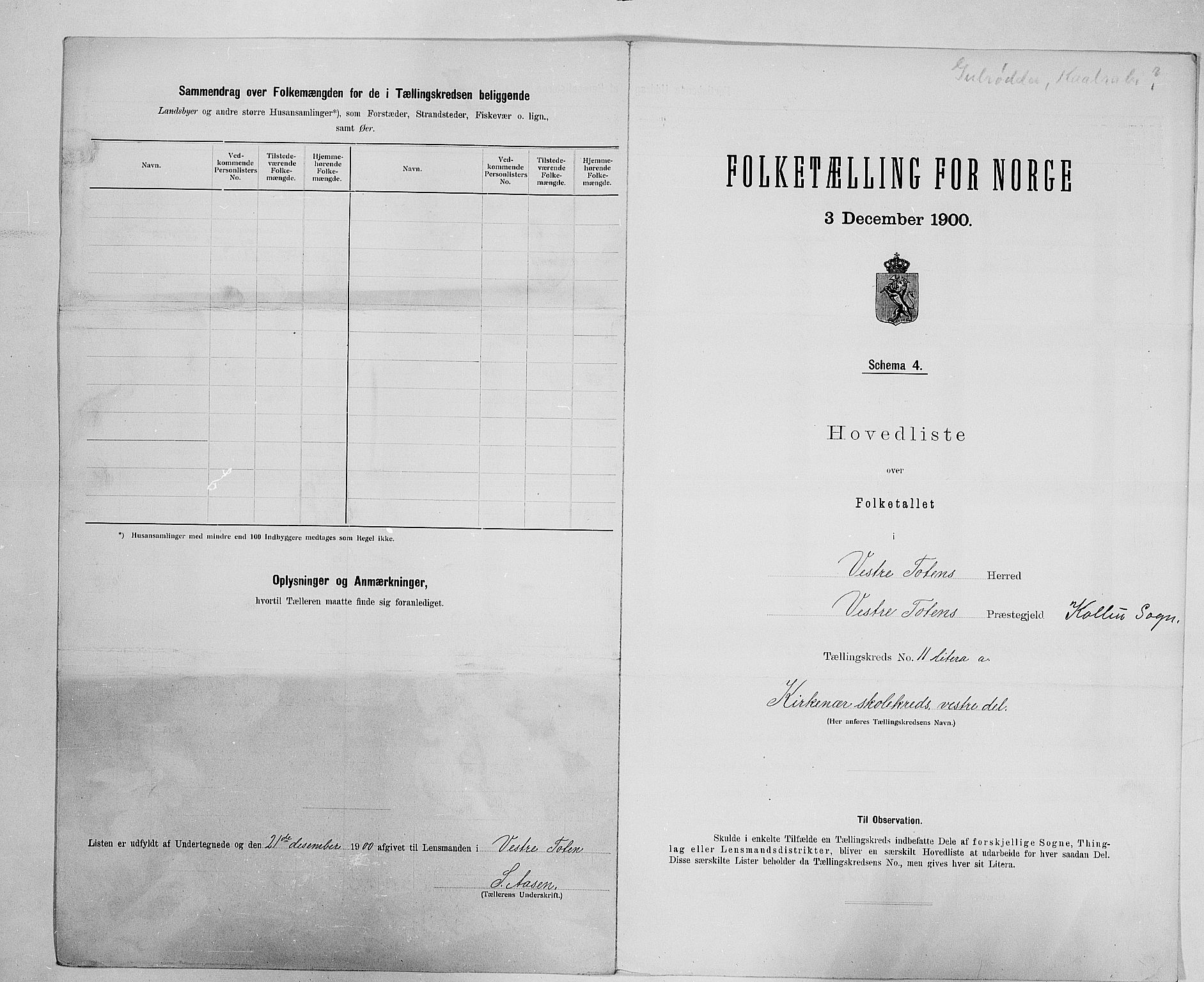 SAH, 1900 census for Vestre Toten, 1900, p. 51