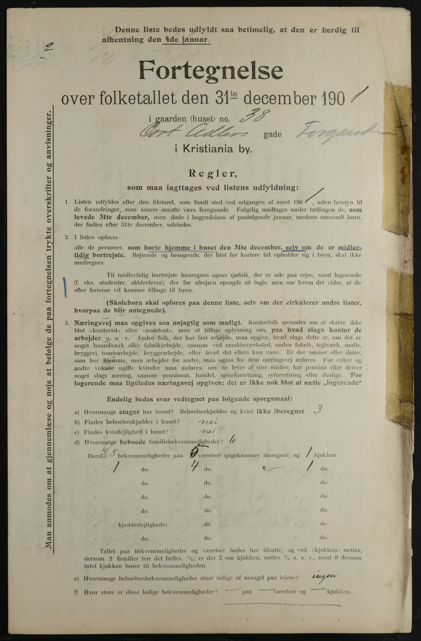 OBA, Municipal Census 1901 for Kristiania, 1901, p. 2253