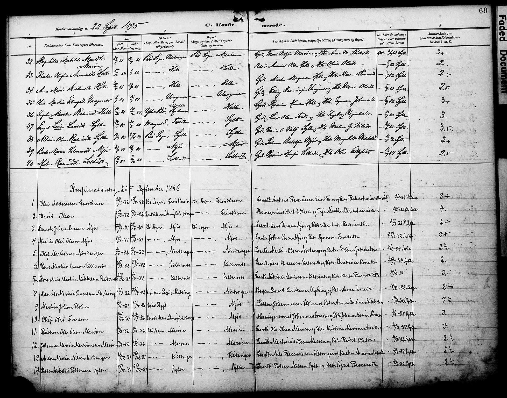 Manger sokneprestembete, SAB/A-76801/H/Haa: Parish register (official) no. C 2, 1891-1902, p. 69