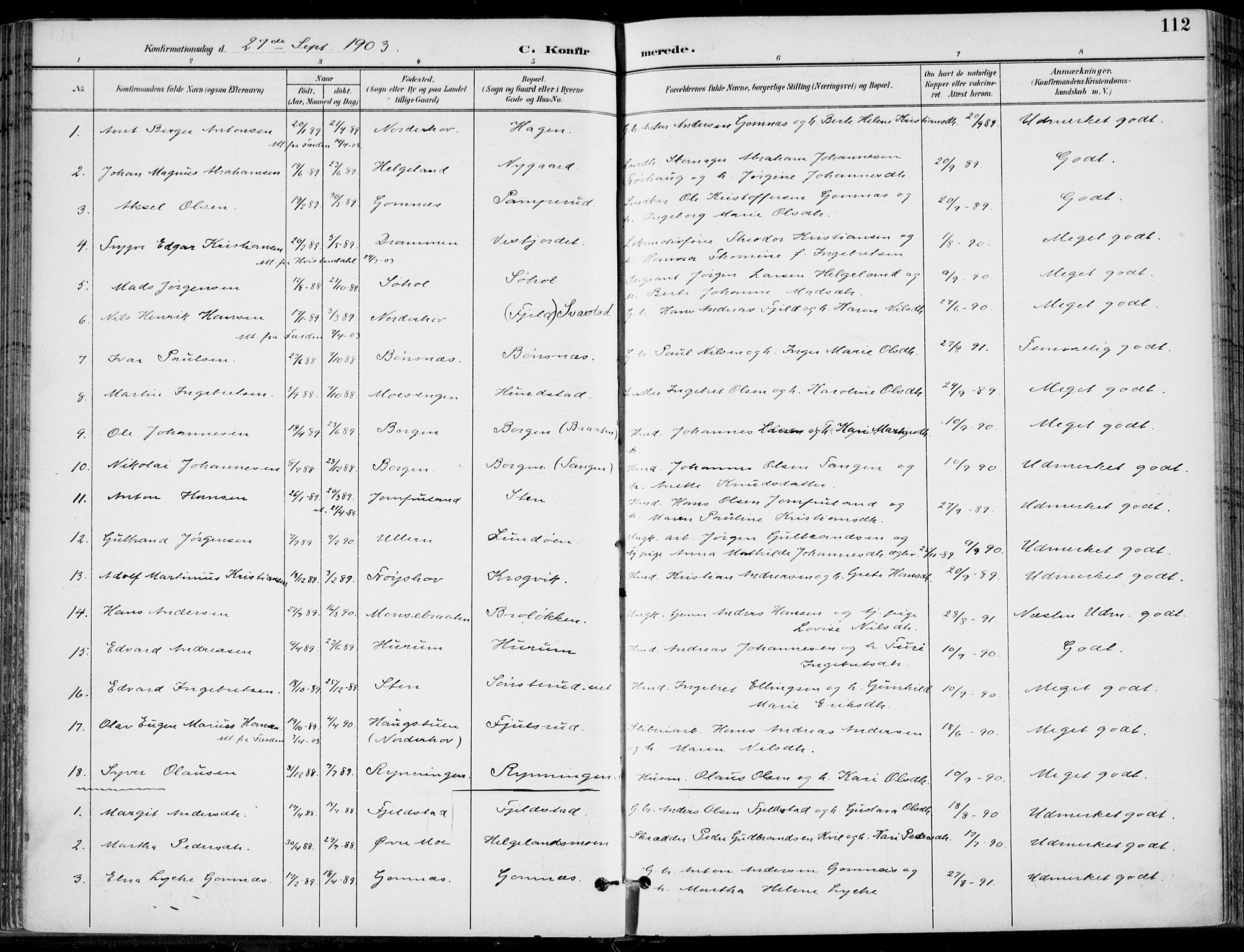 Hole kirkebøker, SAKO/A-228/F/Fa/L0009: Parish register (official) no. I 9, 1892-1907, p. 112