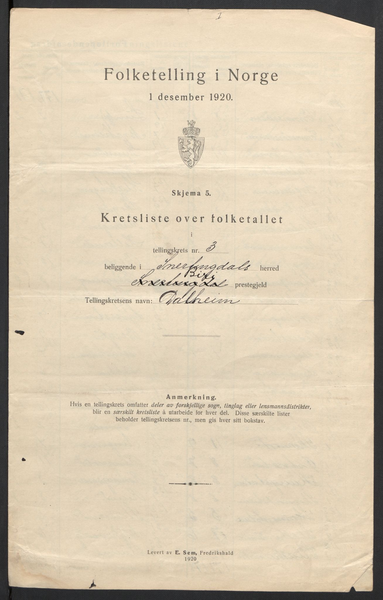 SAH, 1920 census for Snertingdal, 1920, p. 13