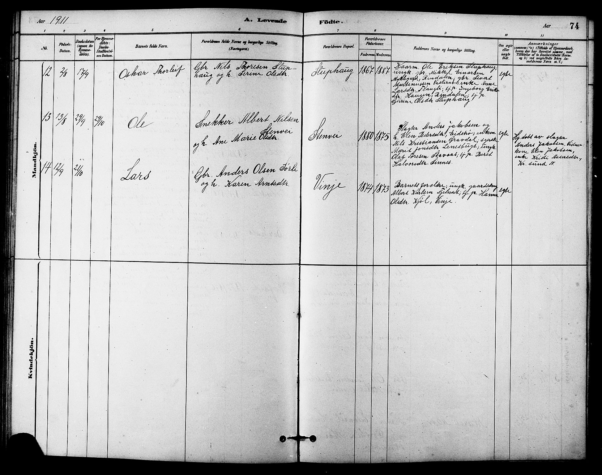 Ministerialprotokoller, klokkerbøker og fødselsregistre - Sør-Trøndelag, AV/SAT-A-1456/631/L0514: Parish register (copy) no. 631C02, 1879-1912, p. 74