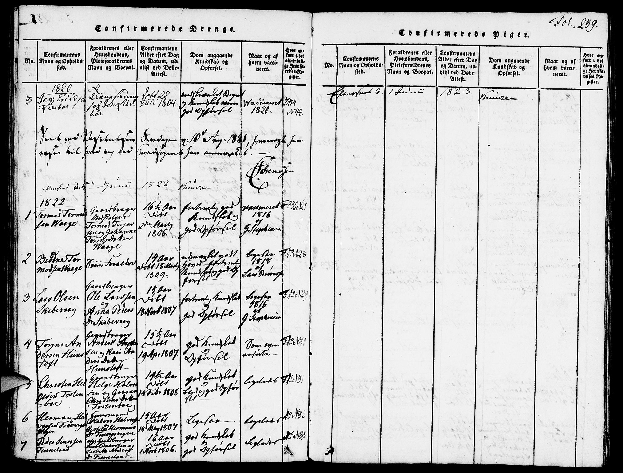 Vikedal sokneprestkontor, AV/SAST-A-101840/01/V: Parish register (copy) no. B 3, 1816-1867, p. 239