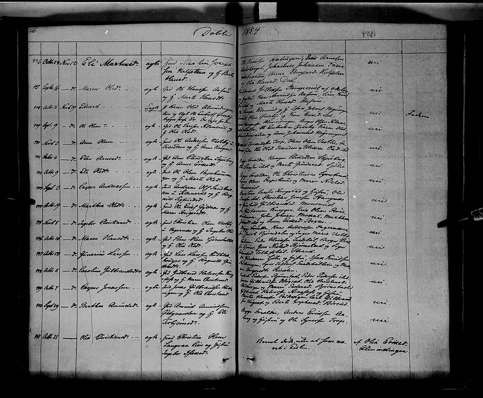 Vinger prestekontor, AV/SAH-PREST-024/H/Ha/Haa/L0009: Parish register (official) no. 9, 1847-1855, p. 216