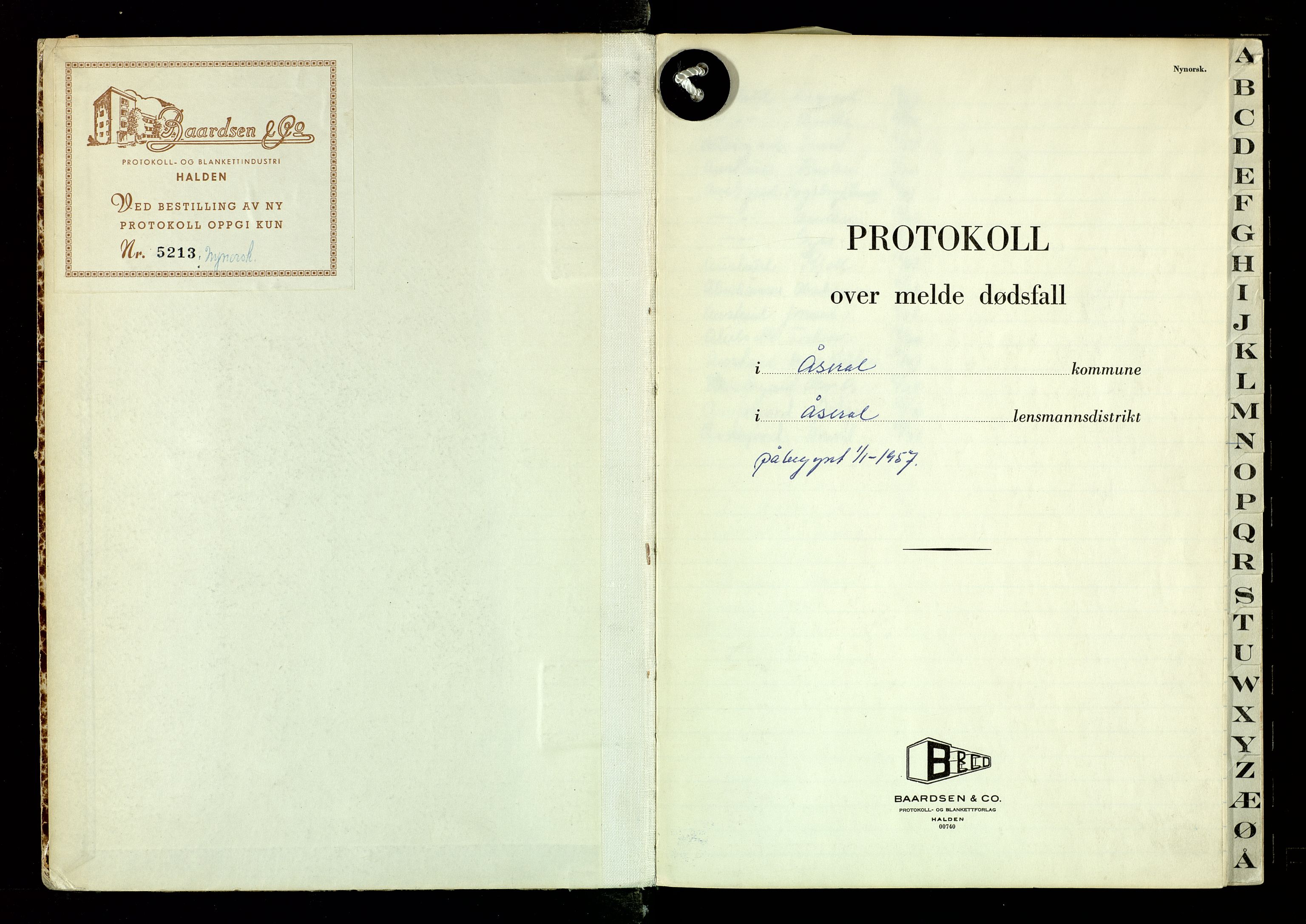 Åseral lensmannskontor, SAK/1241-0055/F/Fe/L0001/0003: Dødsfallsprotokoller / Dødsfallsprotokoll, 1957-1972