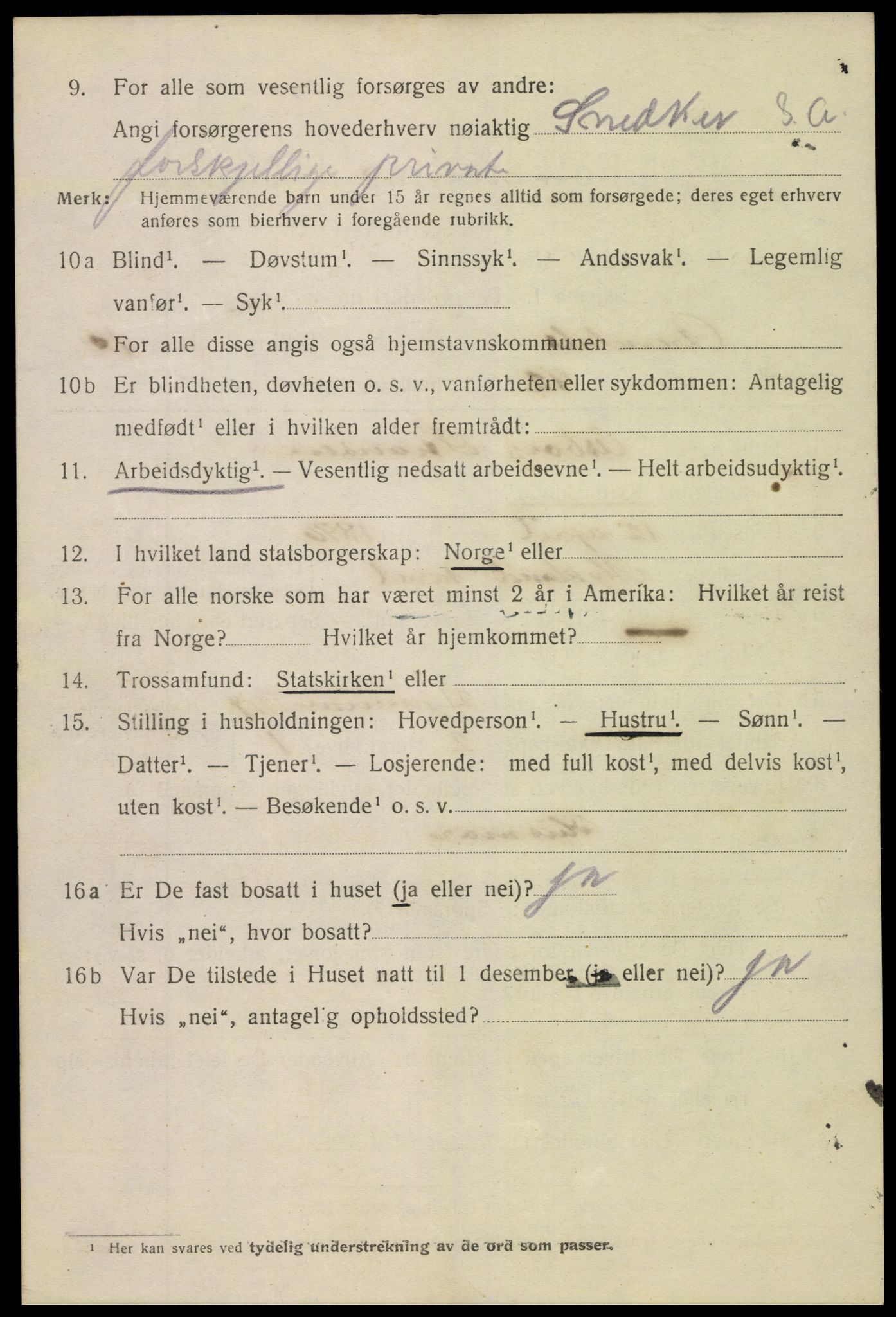 SAK, 1920 census for Arendal, 1920, p. 18115