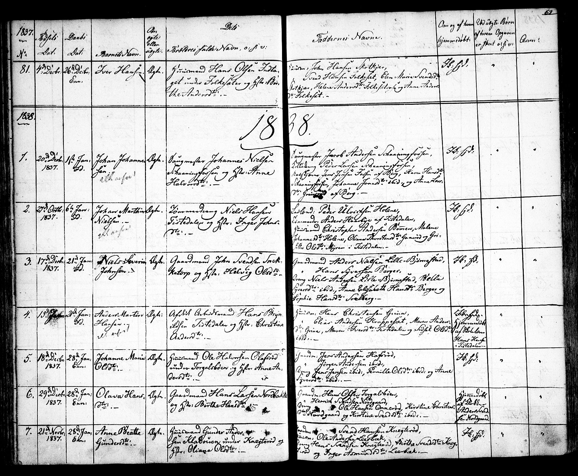 Idd prestekontor Kirkebøker, AV/SAO-A-10911/F/Fc/L0003: Parish register (official) no. III 3, 1832-1847, p. 63