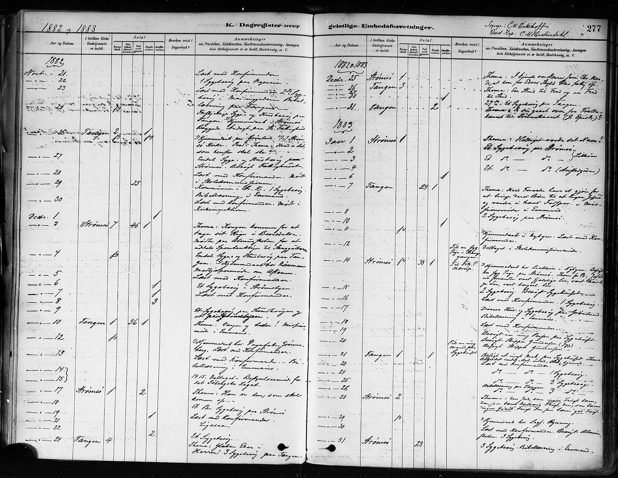 Strømsø kirkebøker, AV/SAKO-A-246/F/Fa/L0022: Parish register (official) no. I 22, 1879-1899, p. 277