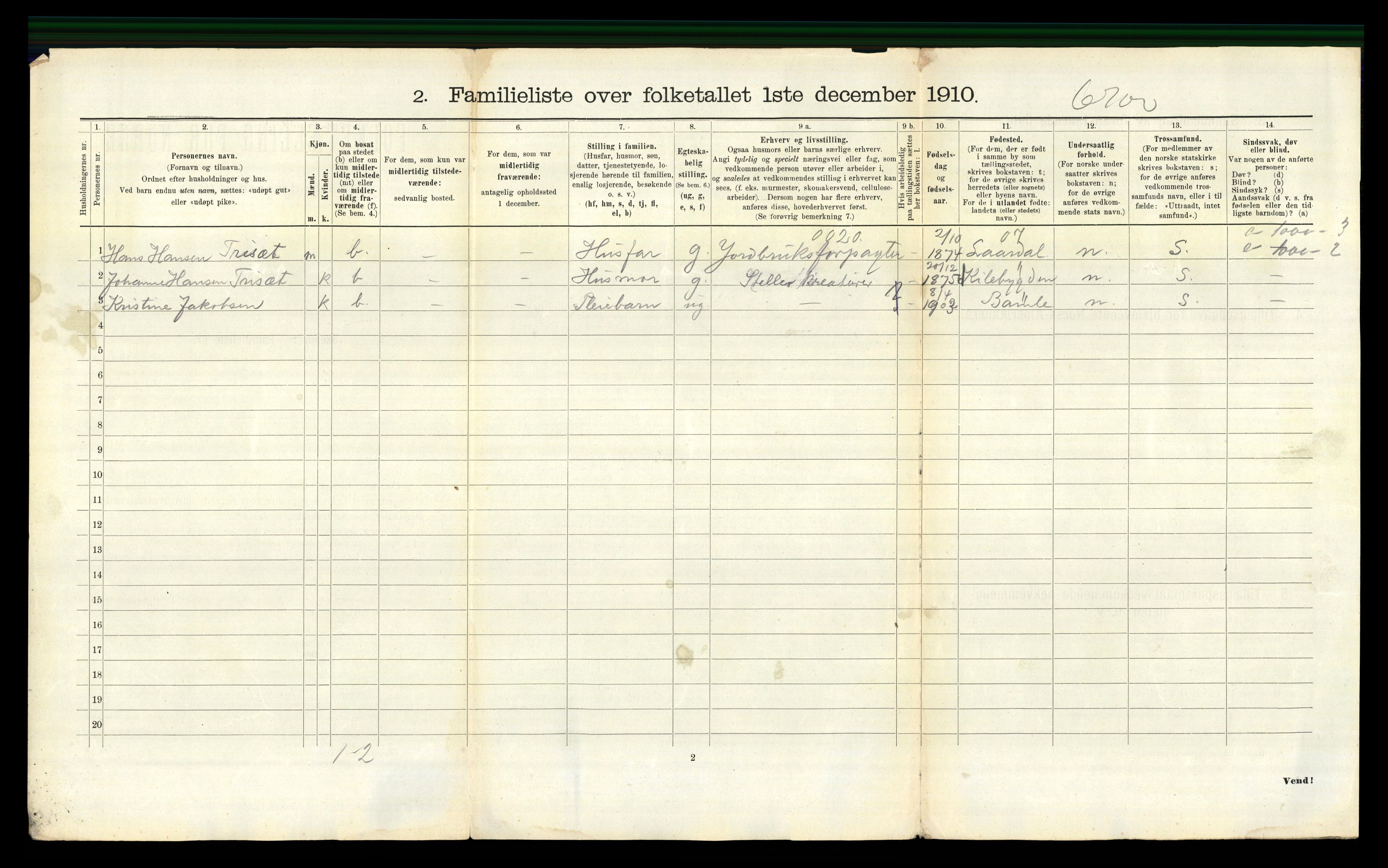 RA, 1910 census for Skien, 1910, p. 2297