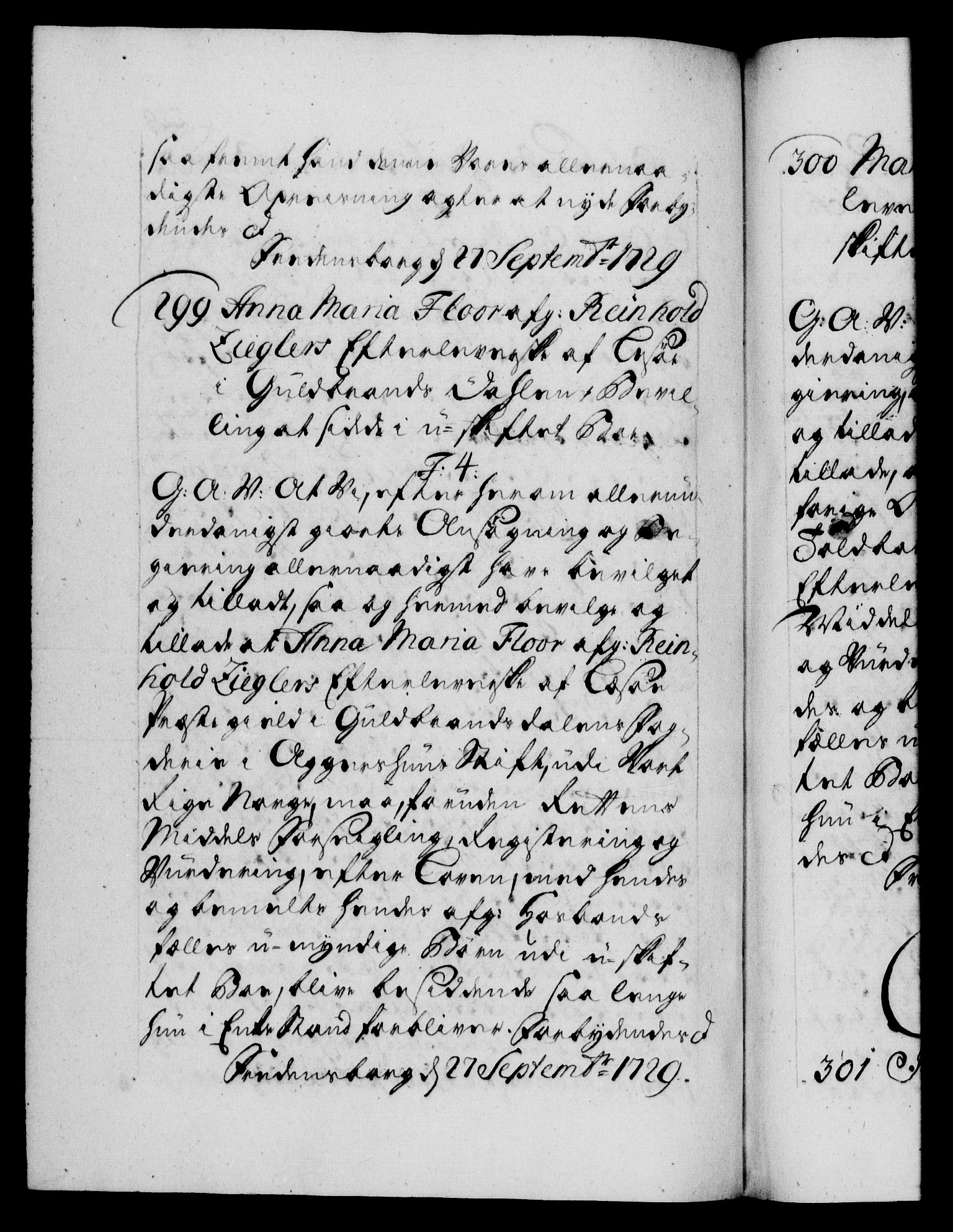 Danske Kanselli 1572-1799, AV/RA-EA-3023/F/Fc/Fca/Fcaa/L0026: Norske registre, 1729-1730, p. 229b