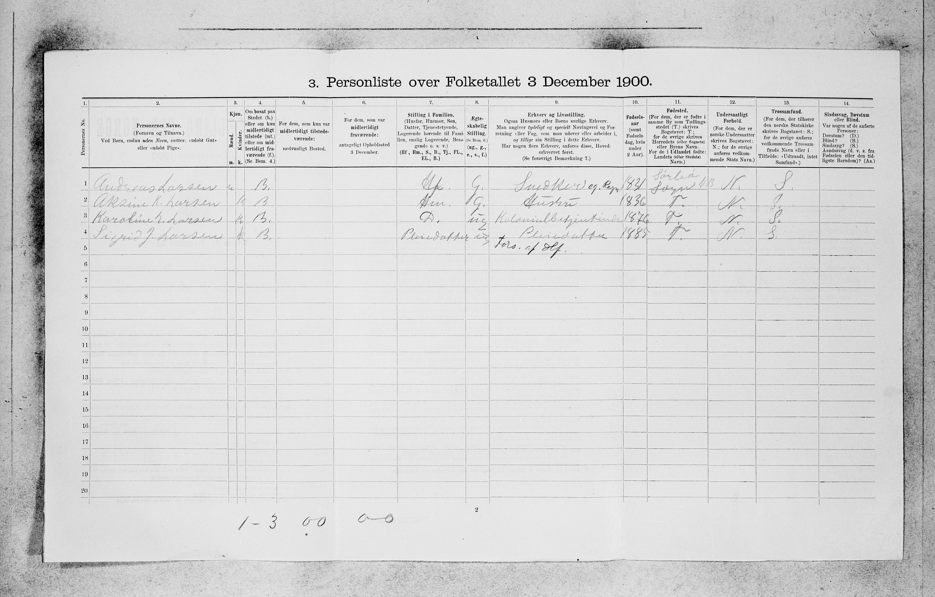 SAB, 1900 census for Bergen, 1900, p. 18261