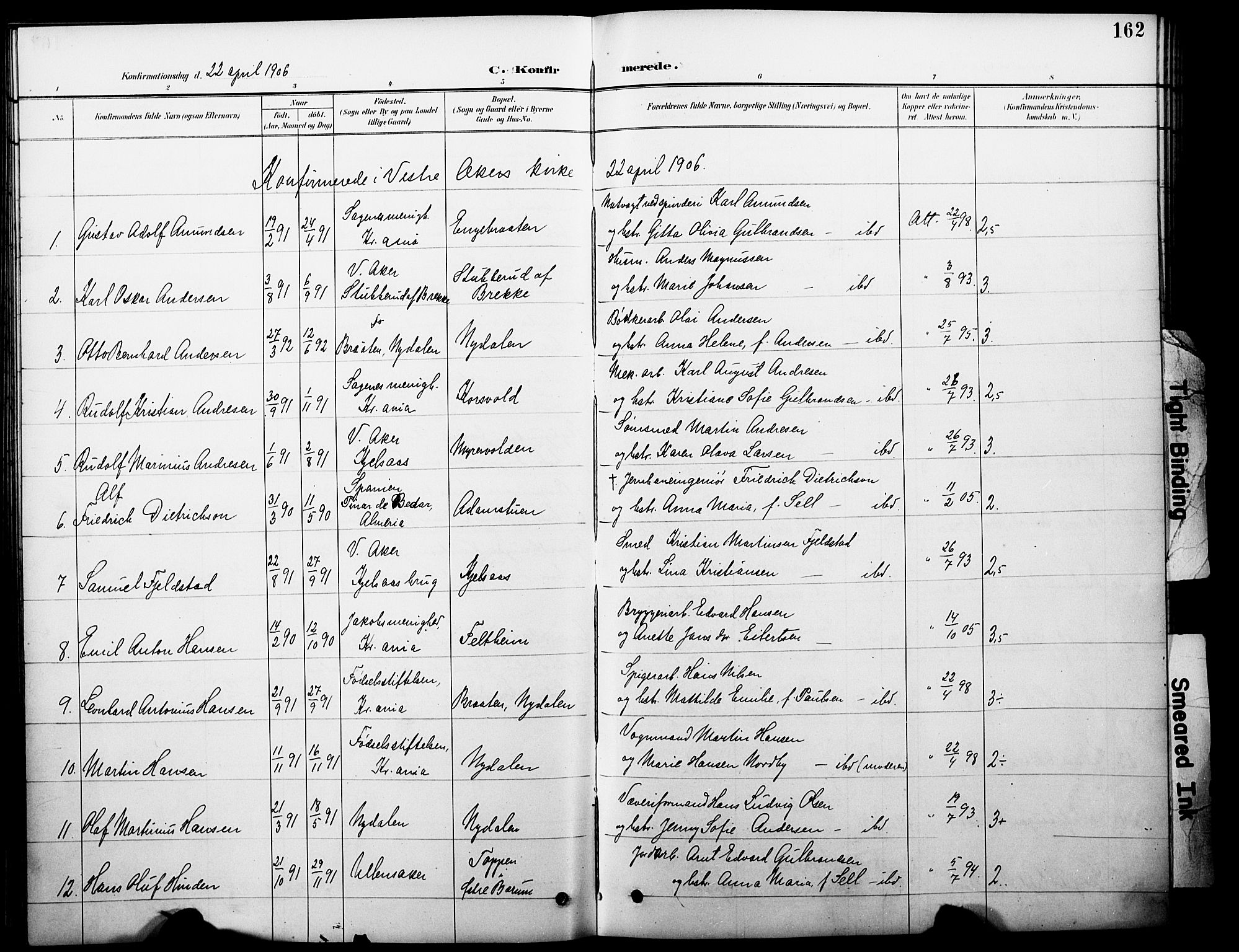 Vestre Aker prestekontor Kirkebøker, SAO/A-10025/F/Fa/L0012: Parish register (official) no. 12, 1894-1909, p. 162