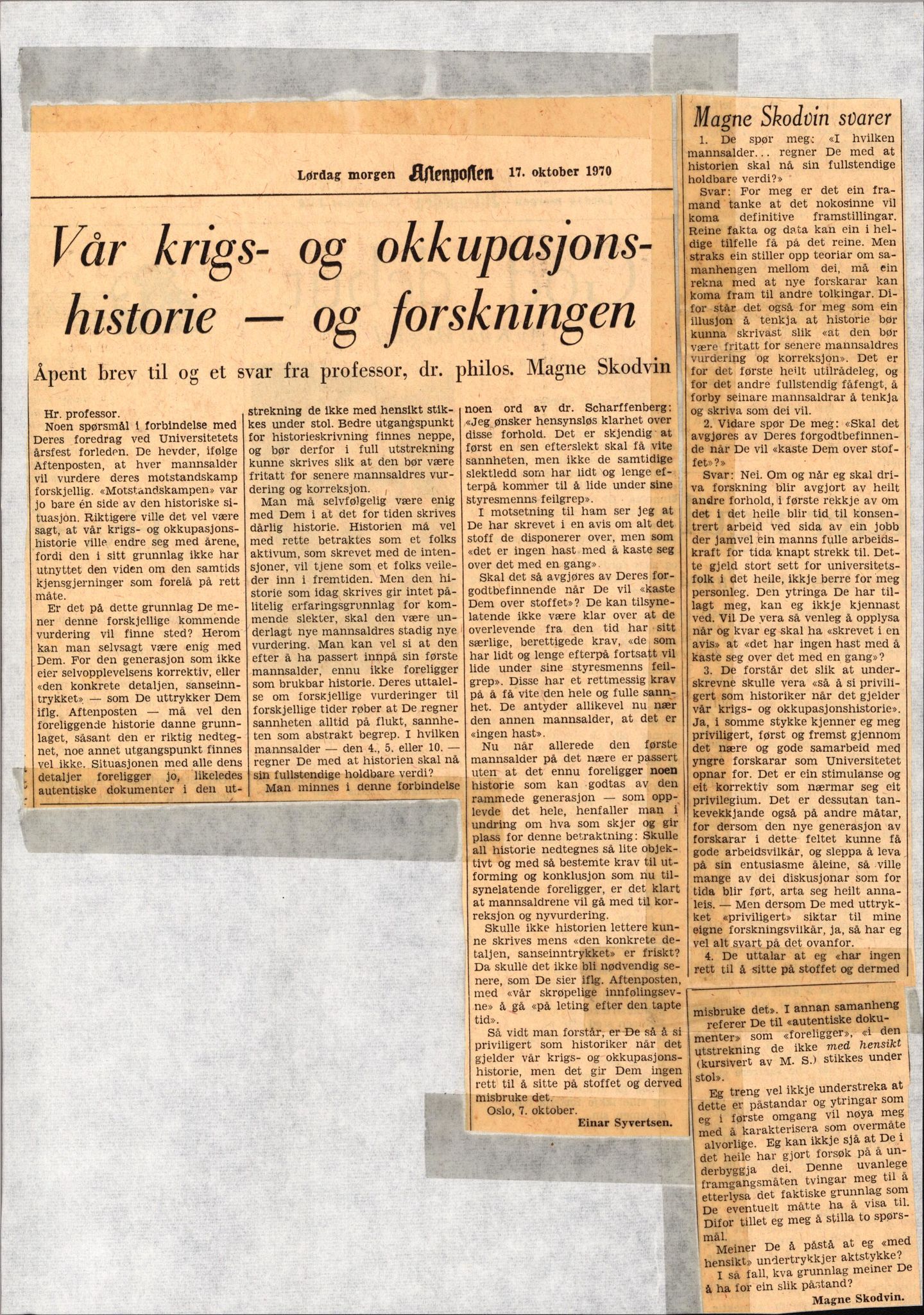 Forsvaret, Forsvarets krigshistoriske avdeling, AV/RA-RAFA-2017/Y/Yf/L0199: II-C-11-2101  -  Kapitulasjonen i 1940, 1940-1971, p. 469
