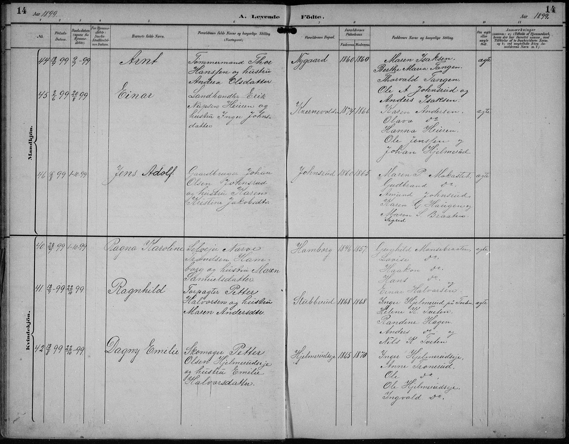 Lunder kirkebøker, AV/SAKO-A-629/F/Fb/L0001: Parish register (official) no. II 1, 1893-1916, p. 14