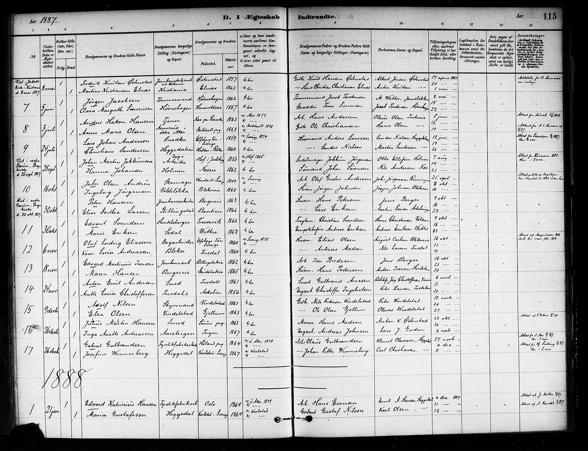 Asker prestekontor Kirkebøker, SAO/A-10256a/F/Fa/L0014: Parish register (official) no. I 14, 1879-1900, p. 115