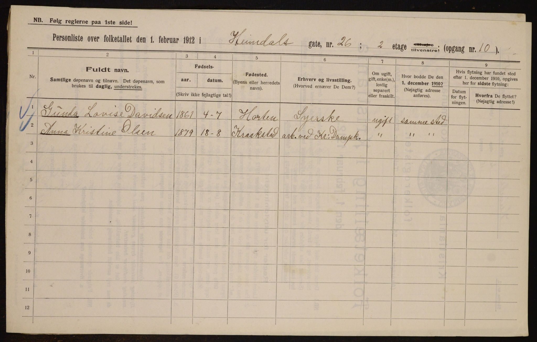 OBA, Municipal Census 1912 for Kristiania, 1912, p. 37253
