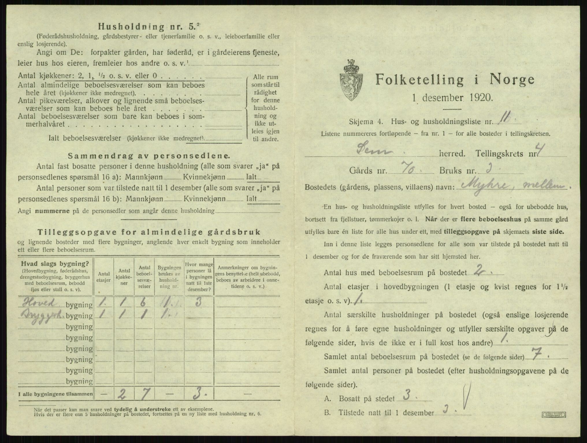 SAKO, 1920 census for Sem, 1920, p. 765