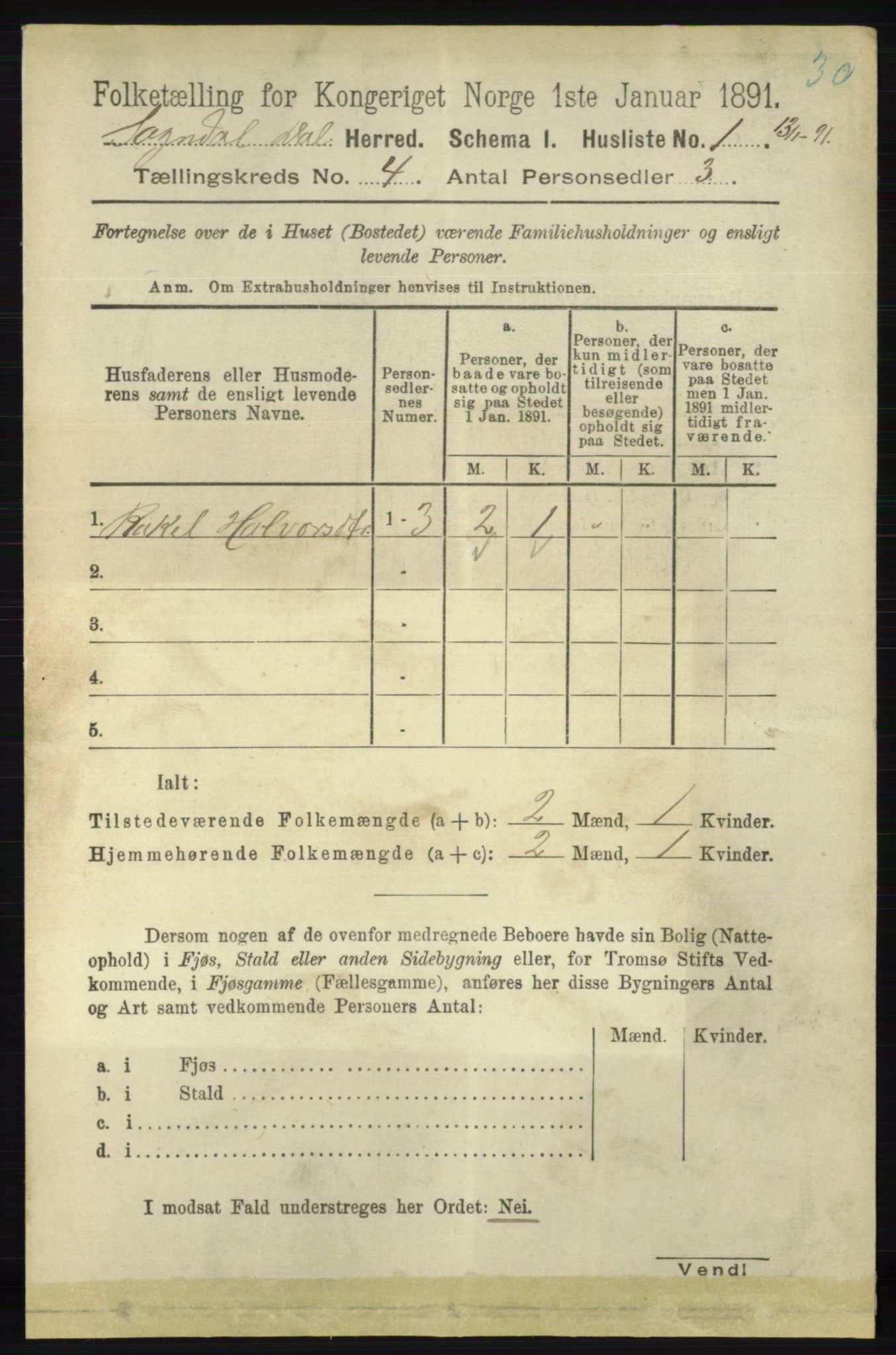 RA, 1891 census for 1111 Sokndal, 1891, p. 951