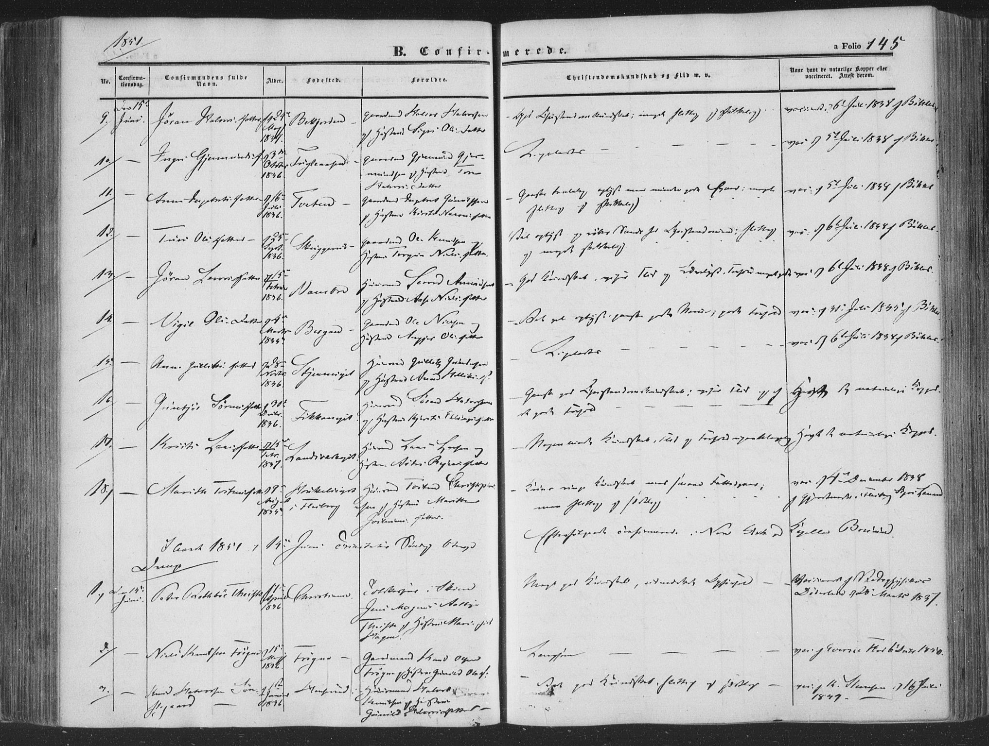 Rollag kirkebøker, AV/SAKO-A-240/F/Fa/L0008: Parish register (official) no. I 8, 1847-1860, p. 145