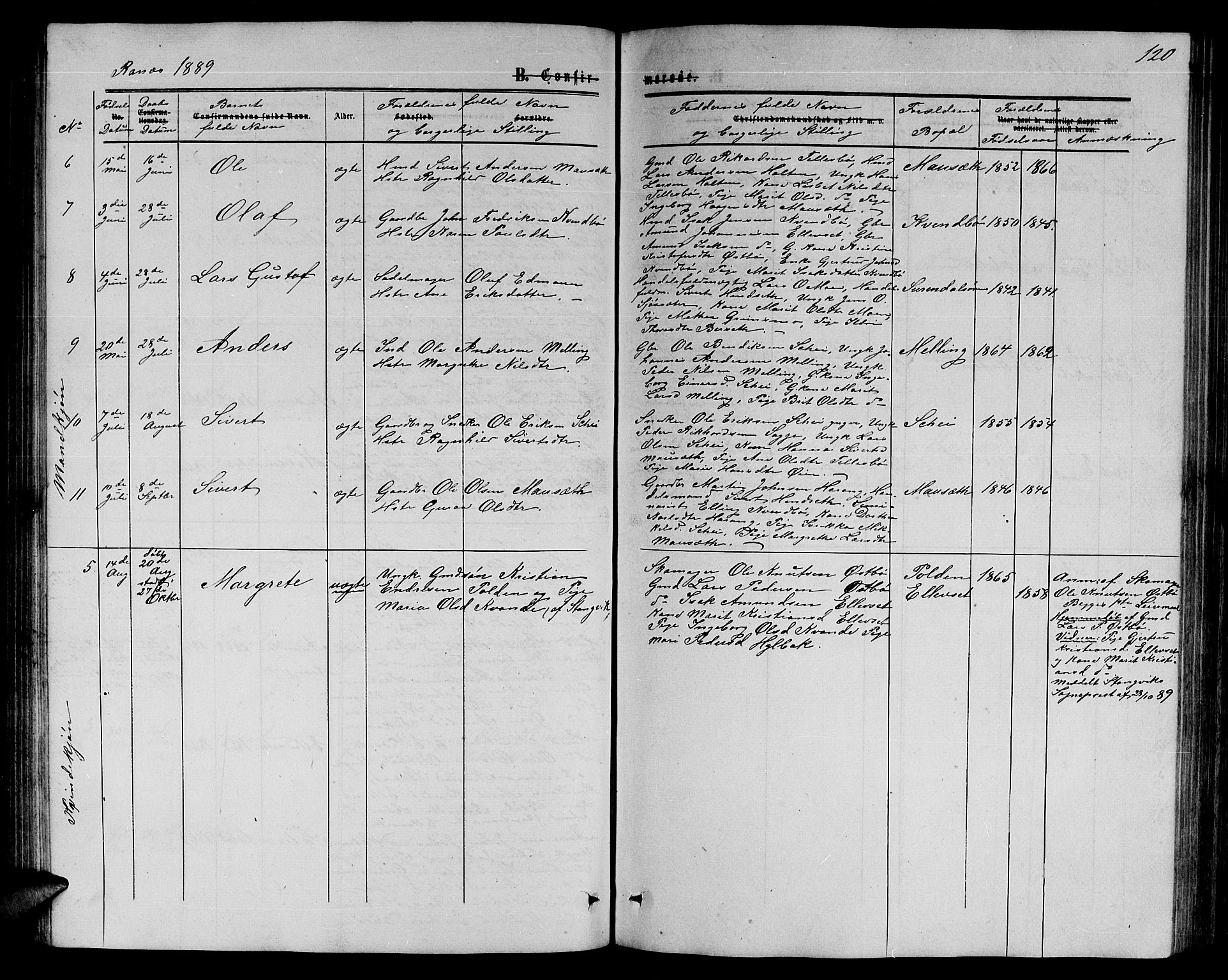 Ministerialprotokoller, klokkerbøker og fødselsregistre - Møre og Romsdal, SAT/A-1454/595/L1051: Parish register (copy) no. 595C03, 1866-1891, p. 120
