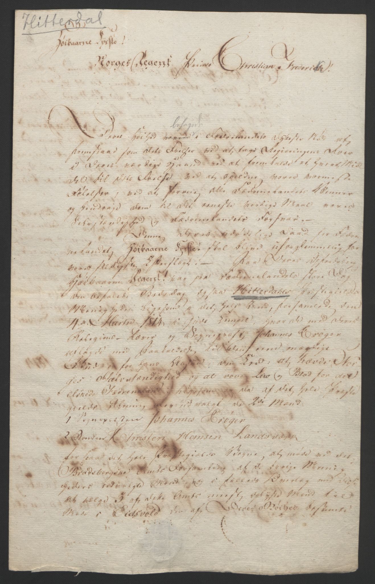 Statsrådssekretariatet, RA/S-1001/D/Db/L0008: Fullmakter for Eidsvollsrepresentantene i 1814. , 1814, p. 48