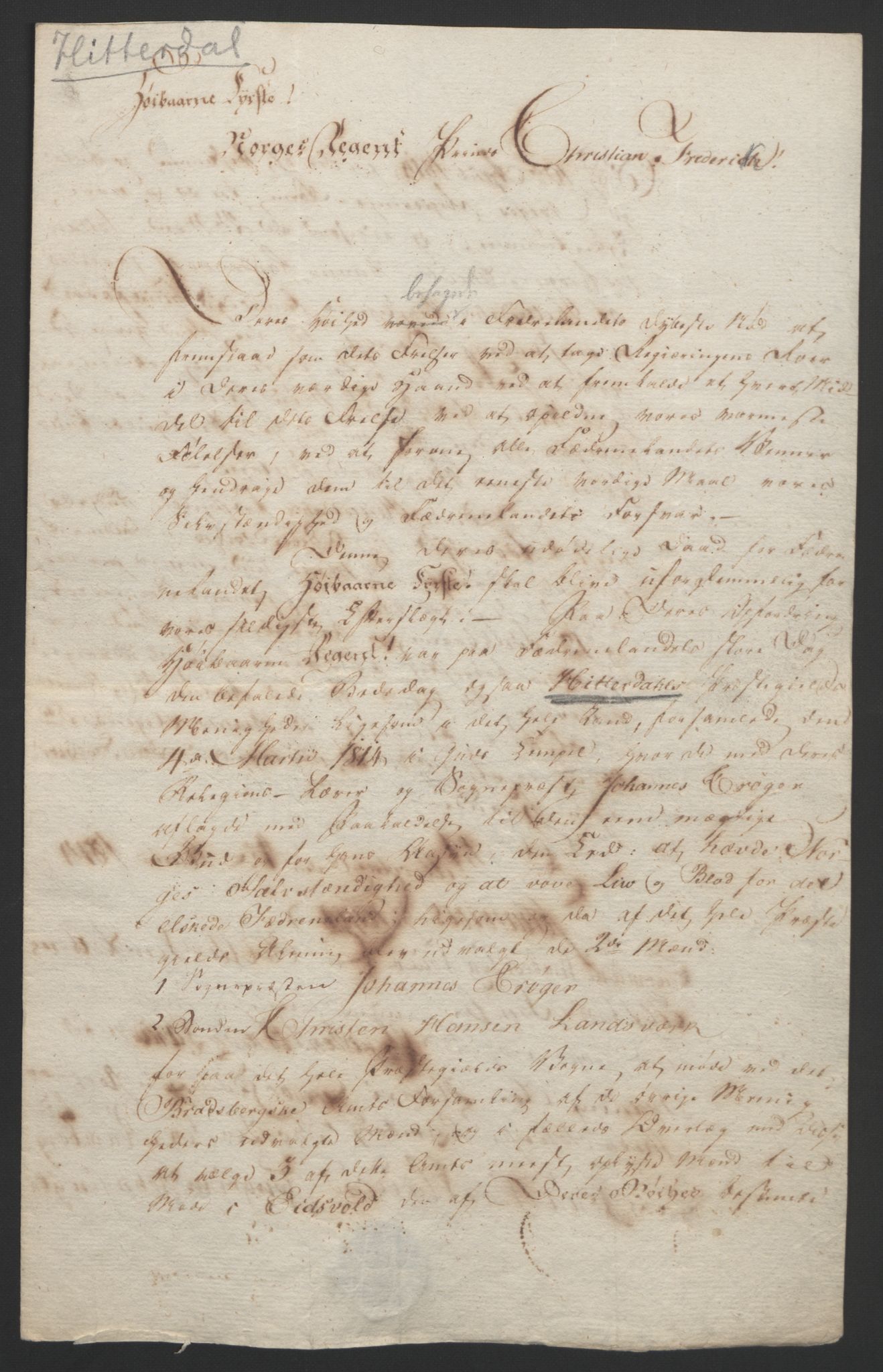 Statsrådssekretariatet, AV/RA-S-1001/D/Db/L0008: Fullmakter for Eidsvollsrepresentantene i 1814. , 1814, p. 48
