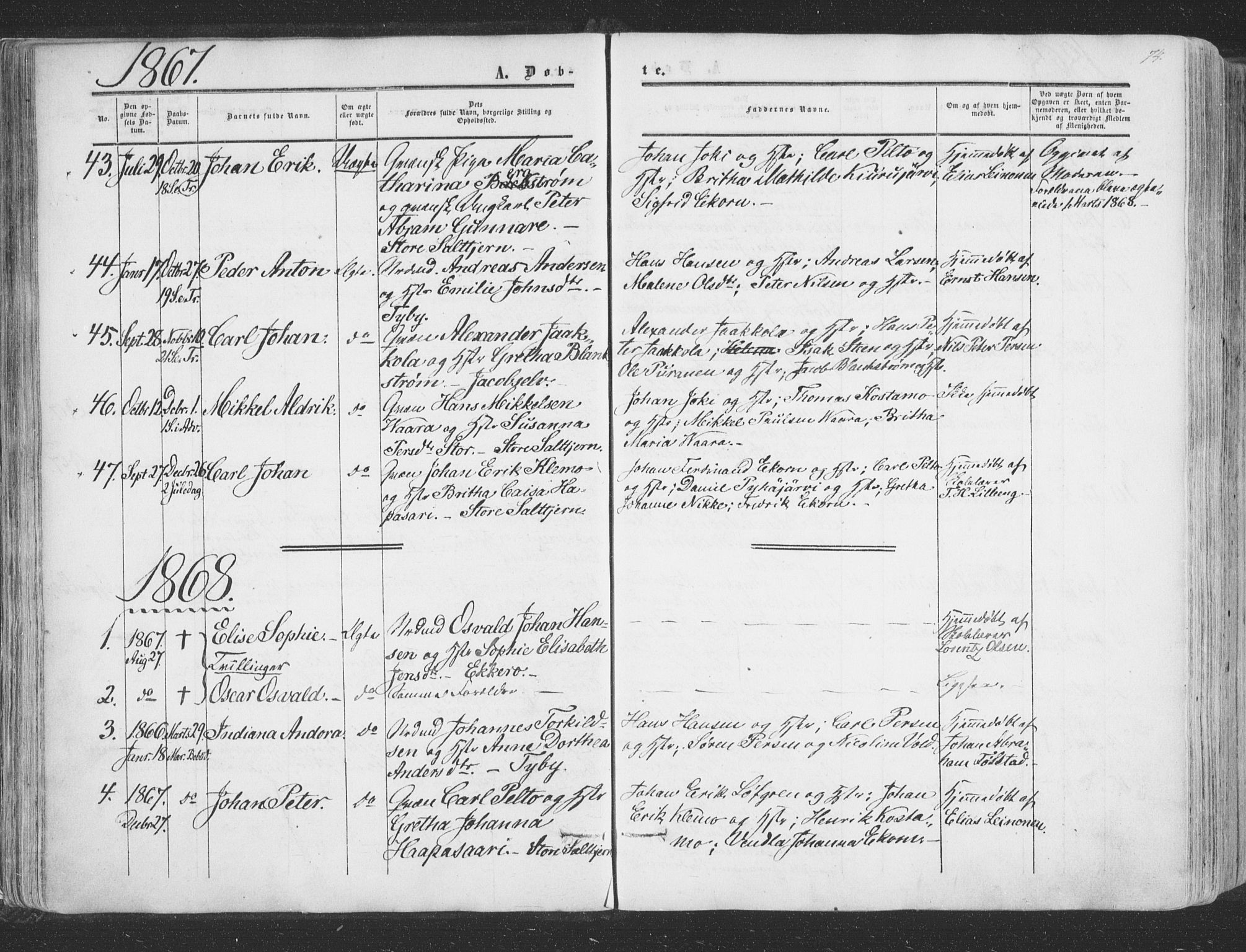 Vadsø sokneprestkontor, SATØ/S-1325/H/Ha/L0004kirke: Parish register (official) no. 4, 1854-1880, p. 74