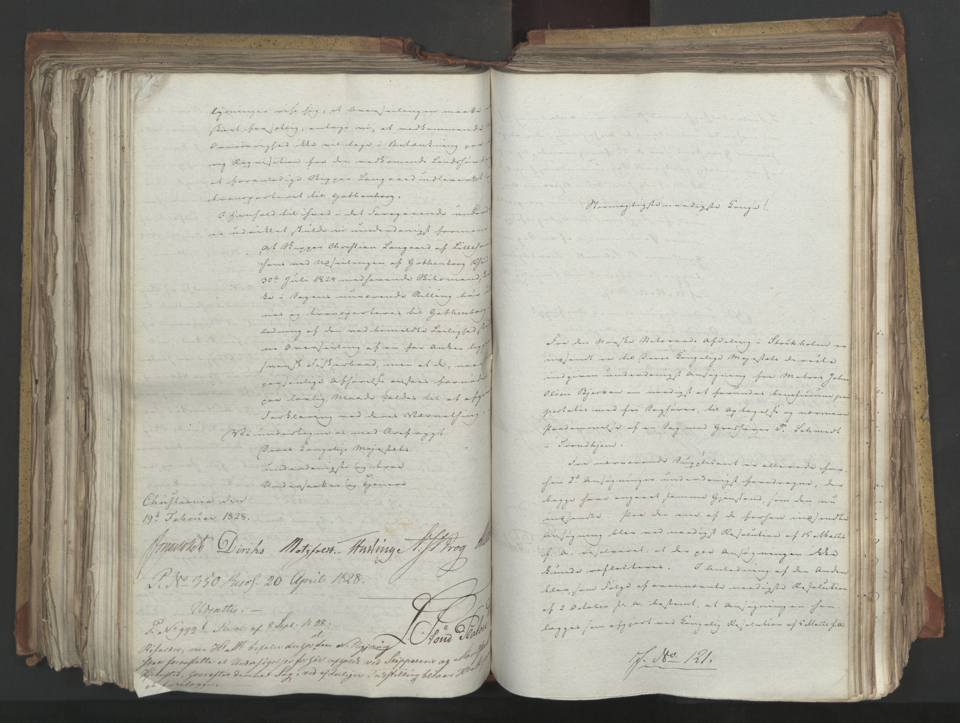 Statsrådsavdelingen i Stockholm, AV/RA-S-1003/D/Da/L0054: Regjeringsinnstillinger nr. 1-230, 1828, p. 413