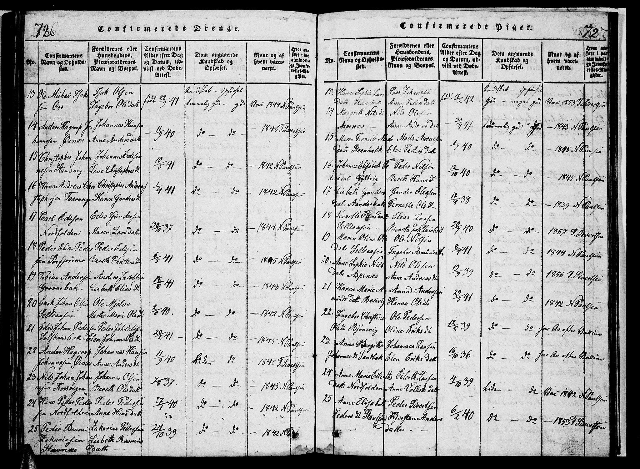 Ministerialprotokoller, klokkerbøker og fødselsregistre - Nordland, AV/SAT-A-1459/853/L0773: Parish register (copy) no. 853C01, 1821-1859, p. 726-727