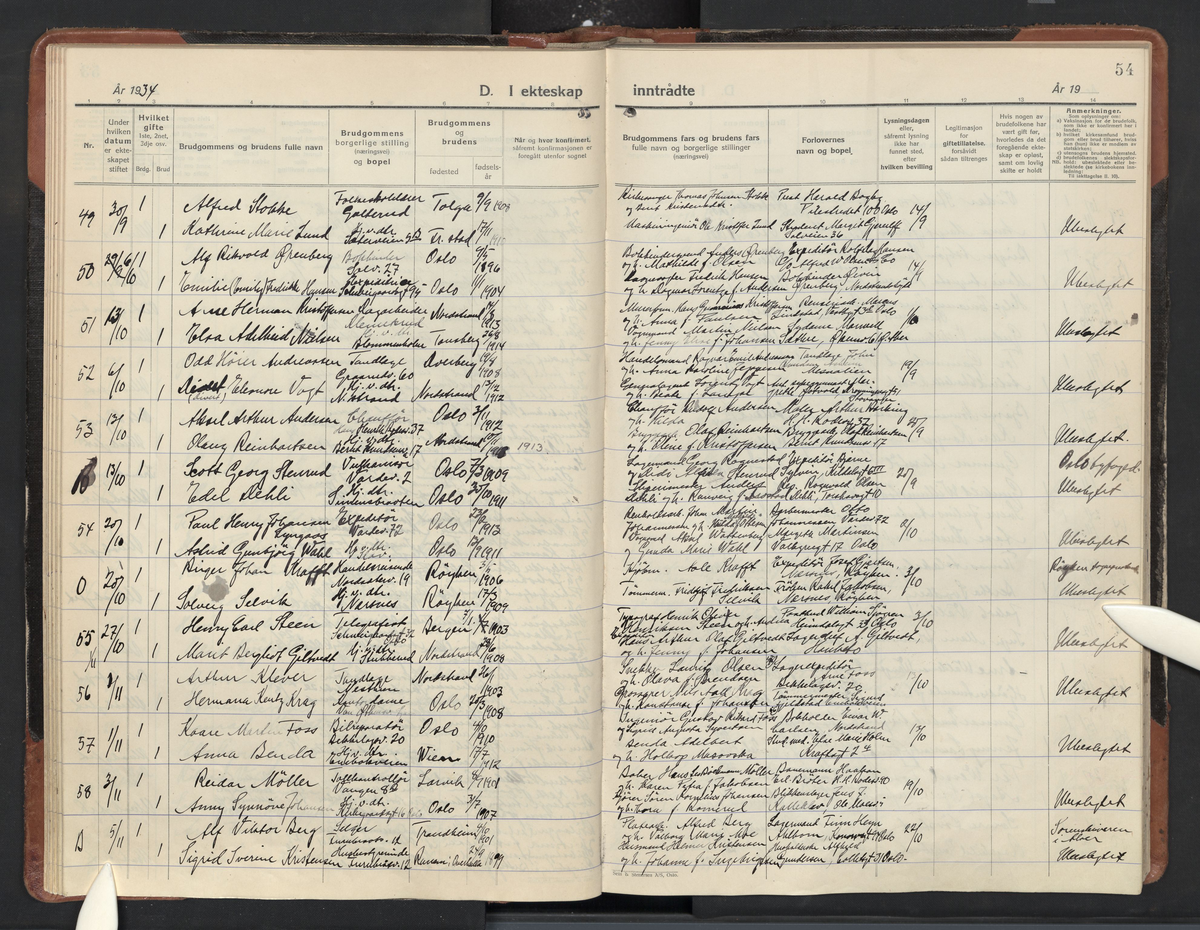 Nordstrand prestekontor Kirkebøker, AV/SAO-A-10362a/F/Fa/L0007: Parish register (official) no. 7, 1930-1947, p. 54
