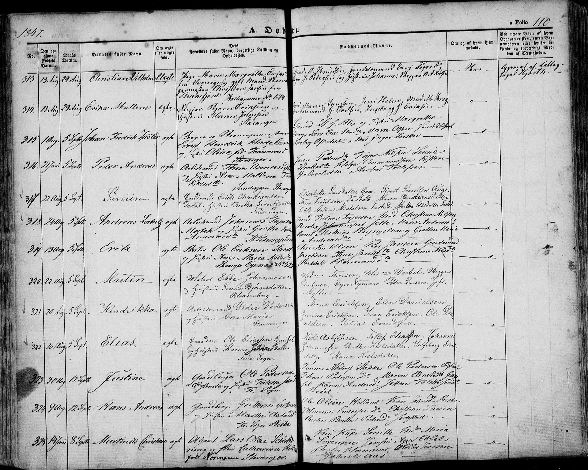 Domkirken sokneprestkontor, AV/SAST-A-101812/001/30/30BA/L0016: Parish register (official) no. A 15, 1844-1854, p. 110