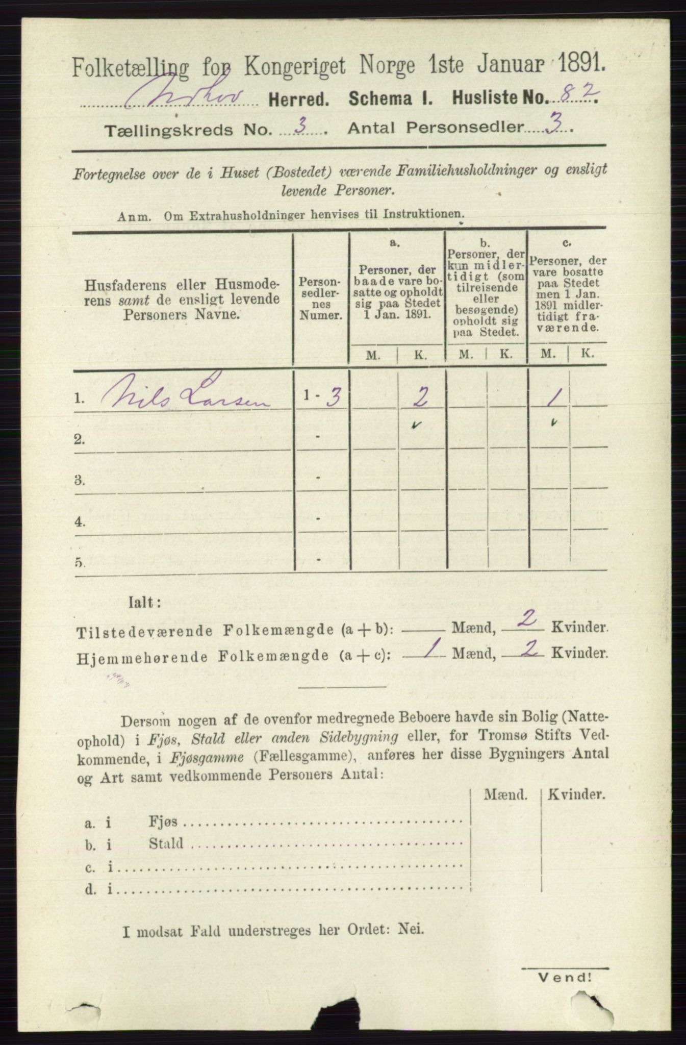 RA, 1891 census for 0613 Norderhov, 1891, p. 1244