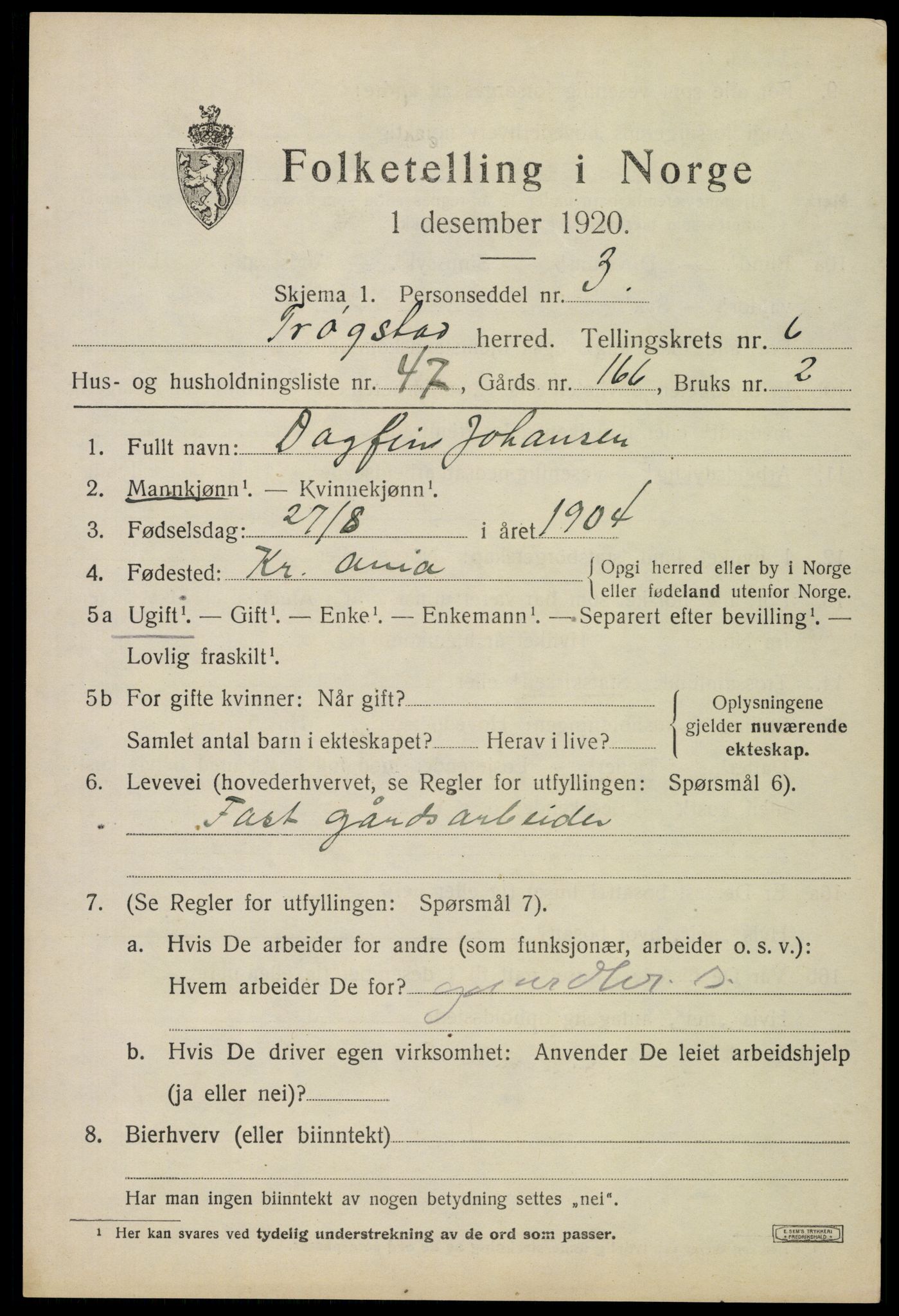 SAO, 1920 census for Trøgstad, 1920, p. 7104