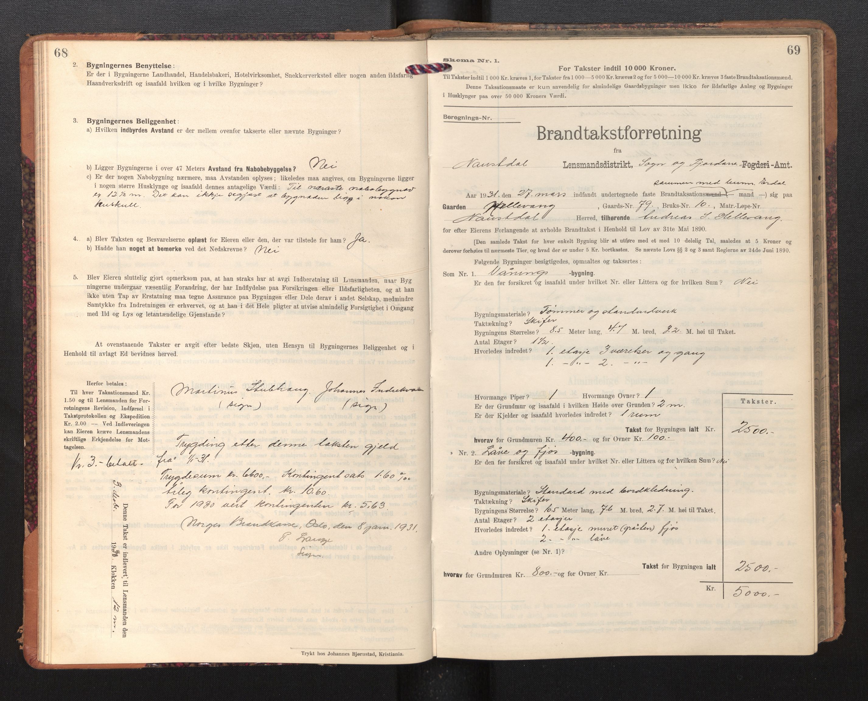 Lensmannen i Naustdal, SAB/A-29501/0012/L0002: Branntakstprotokoll, skjematakst, 1911-1953, p. 68-69