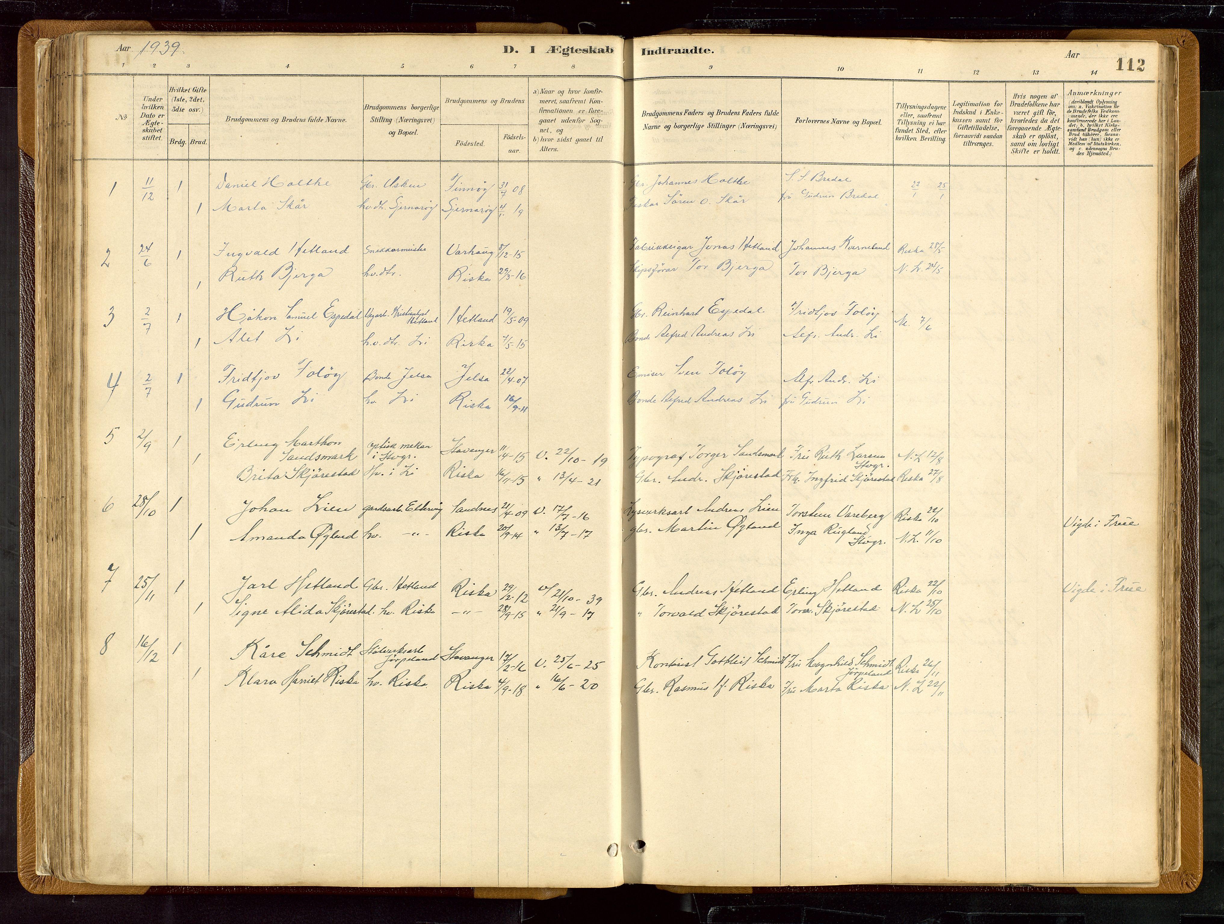 Hetland sokneprestkontor, AV/SAST-A-101826/30/30BB/L0007: Parish register (copy) no. B 7, 1878-1910, p. 112