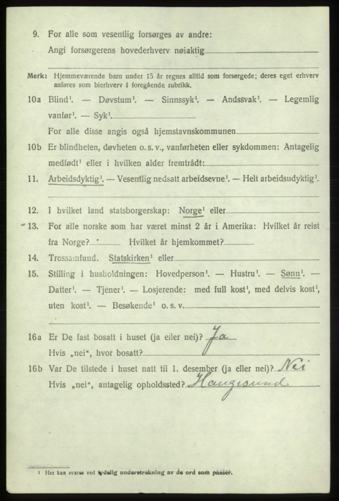 SAB, 1920 census for Sveio, 1920, p. 3727