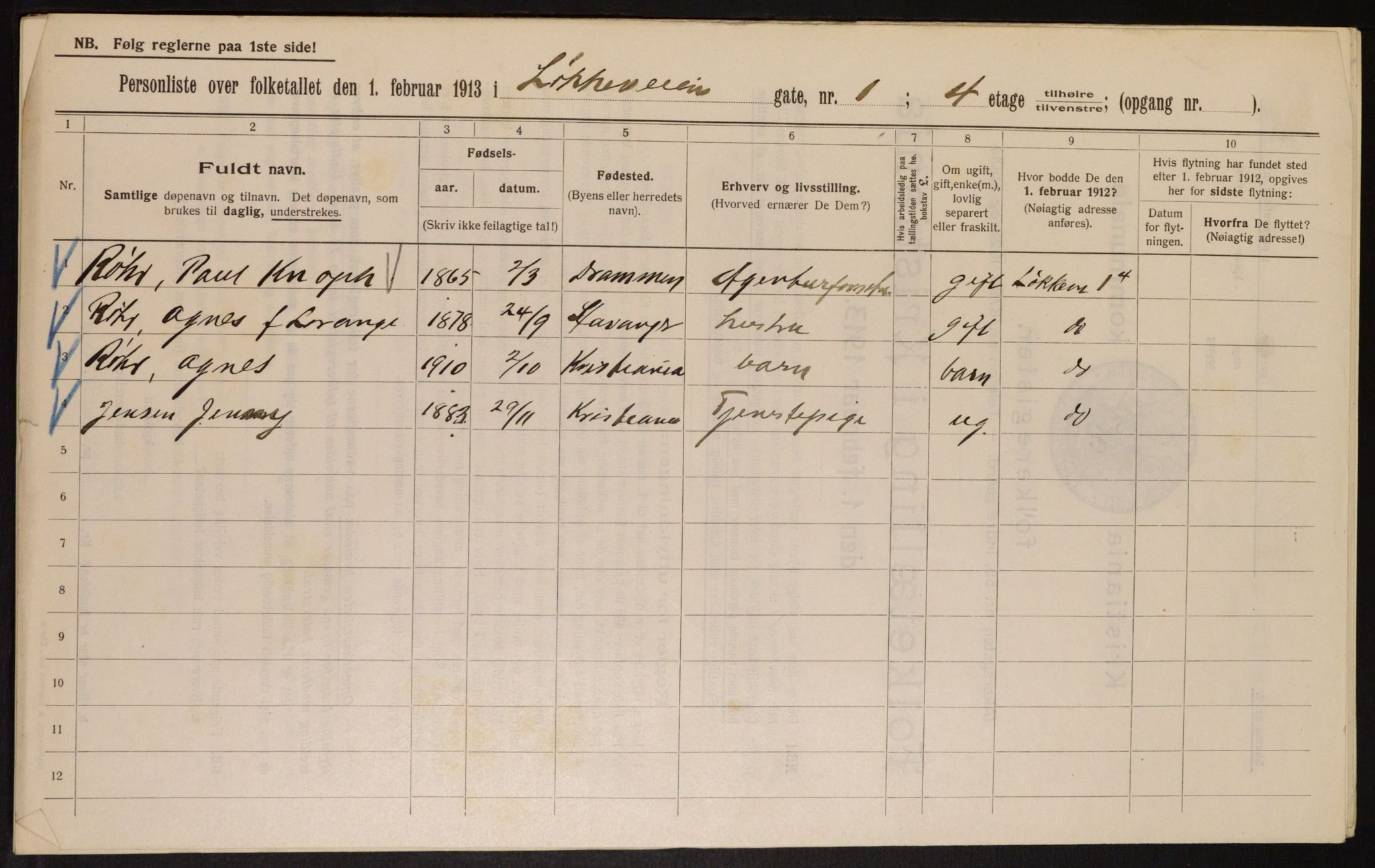 OBA, Municipal Census 1913 for Kristiania, 1913, p. 58430