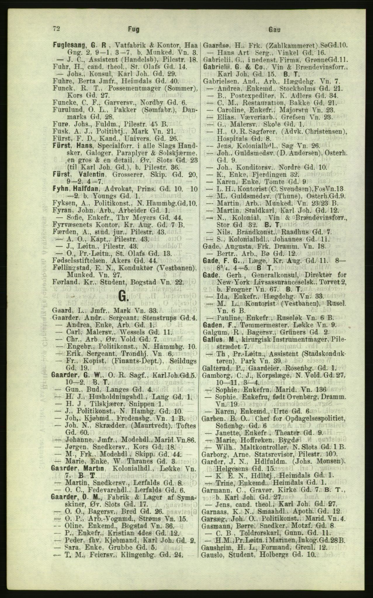 Kristiania/Oslo adressebok, PUBL/-, 1884, p. 72