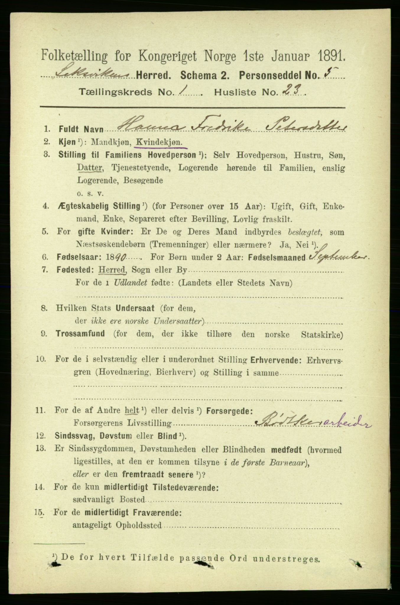 RA, 1891 census for 1718 Leksvik, 1891, p. 266