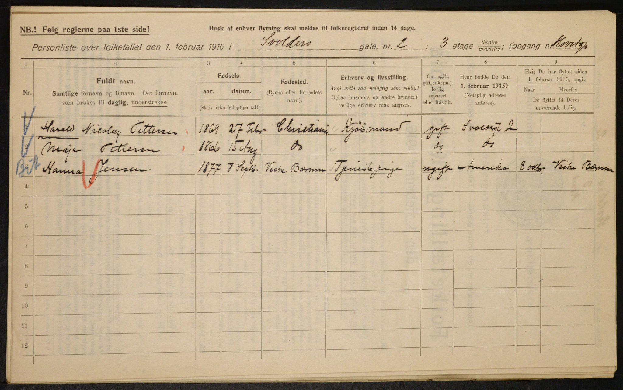 OBA, Municipal Census 1916 for Kristiania, 1916, p. 109202