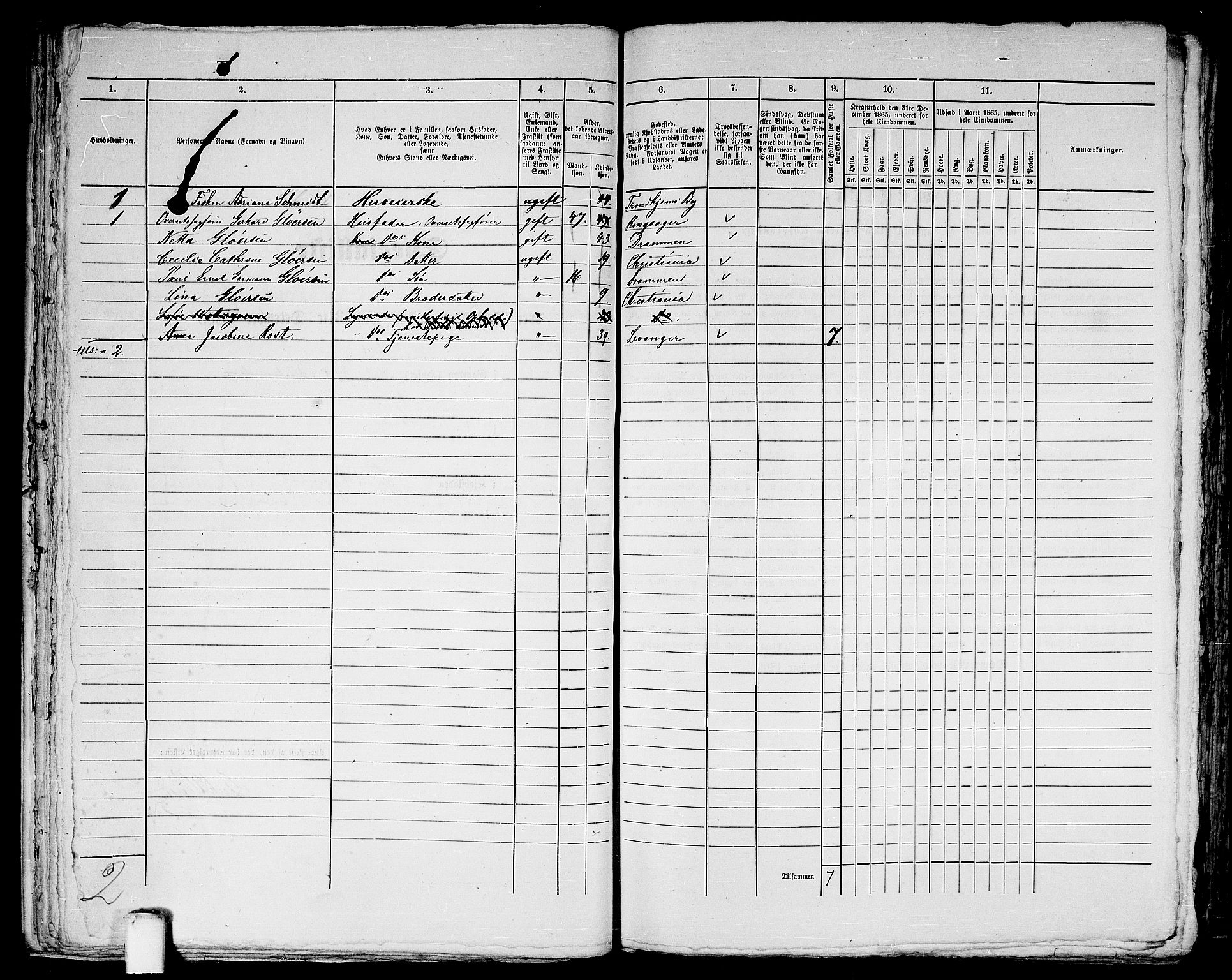 RA, 1865 census for Trondheim, 1865, p. 1086